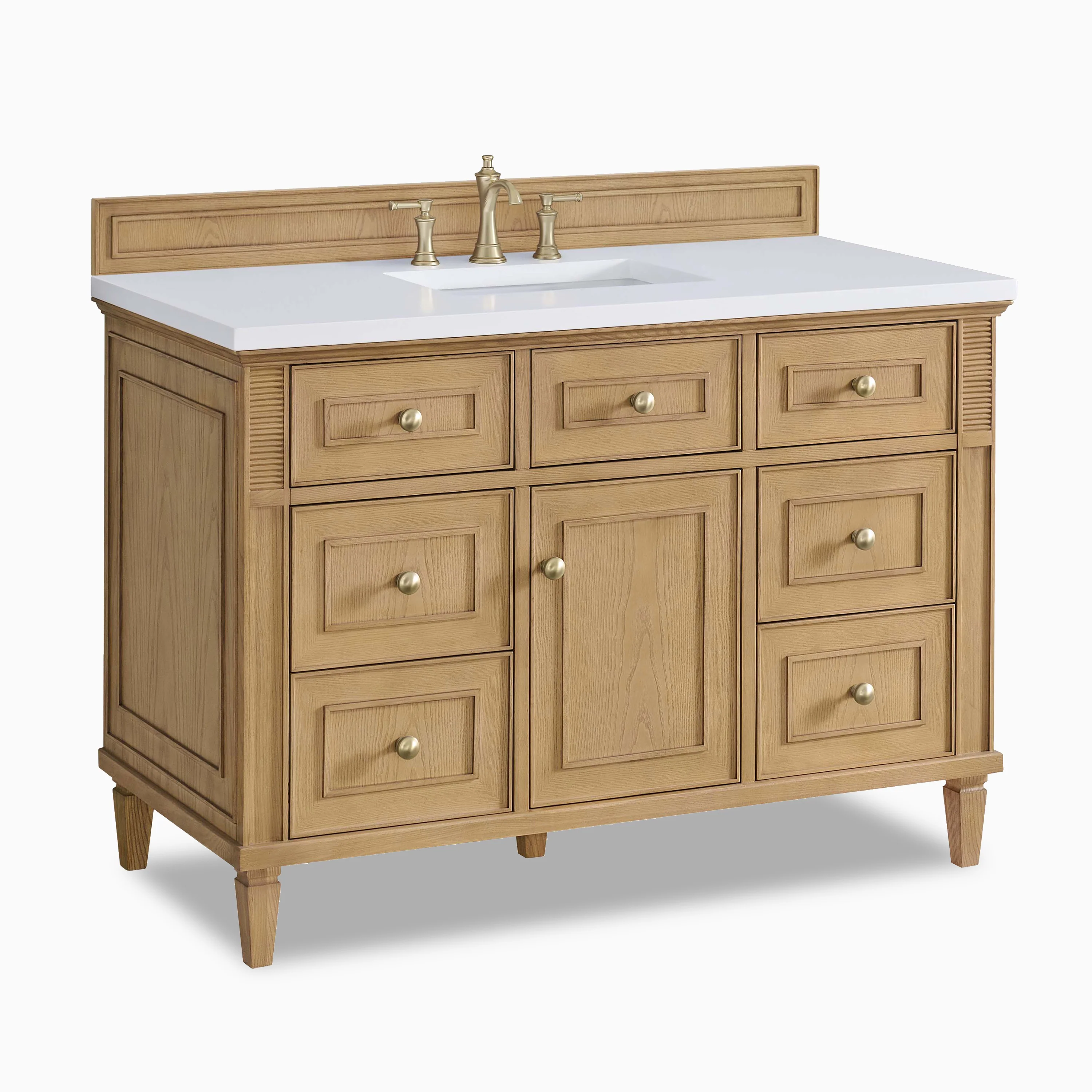 Elodie 48" Single Vanity in Light Natural Oak with 3 cm White Zeus Quartz Top - Image 3