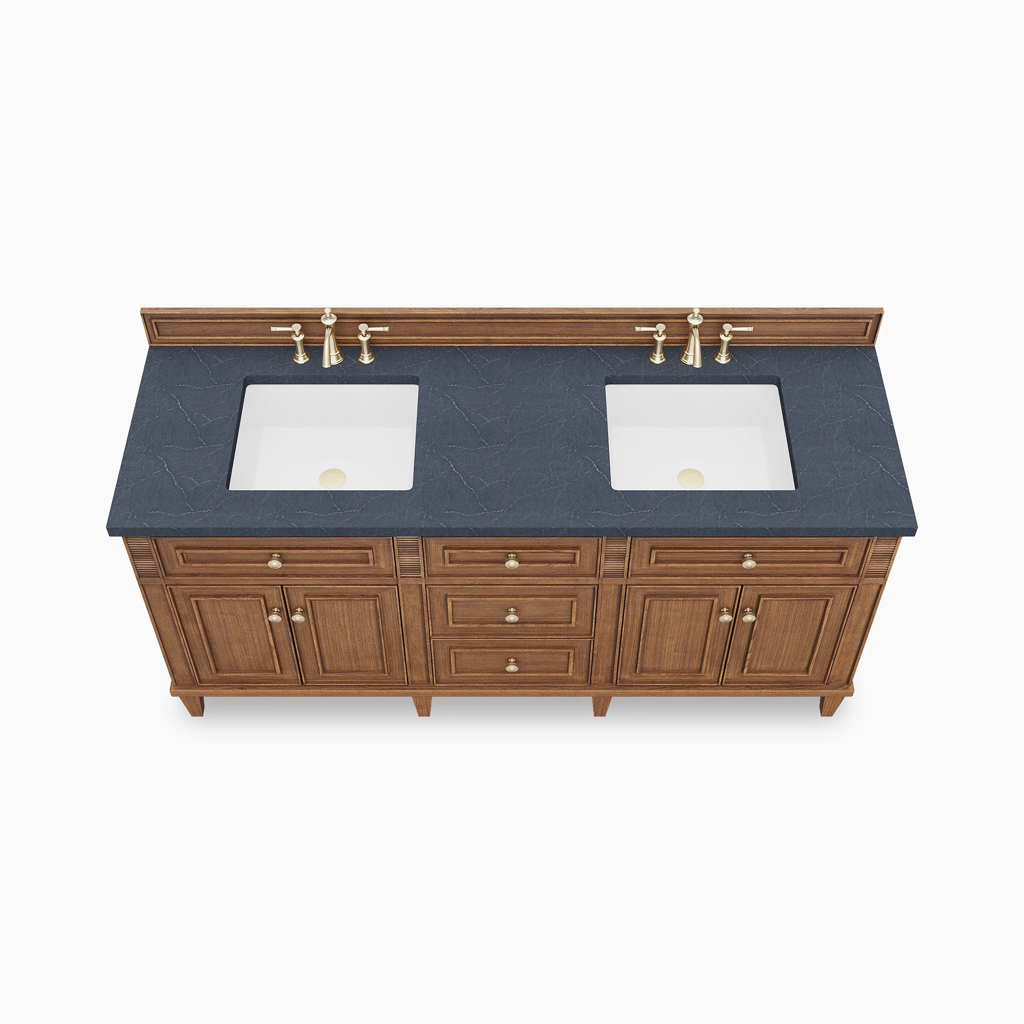 Elodie 72" Double Vanity in Mid-Century Walnut with 3 cm Charcoal Soapstone Quartz Top - Image 3
