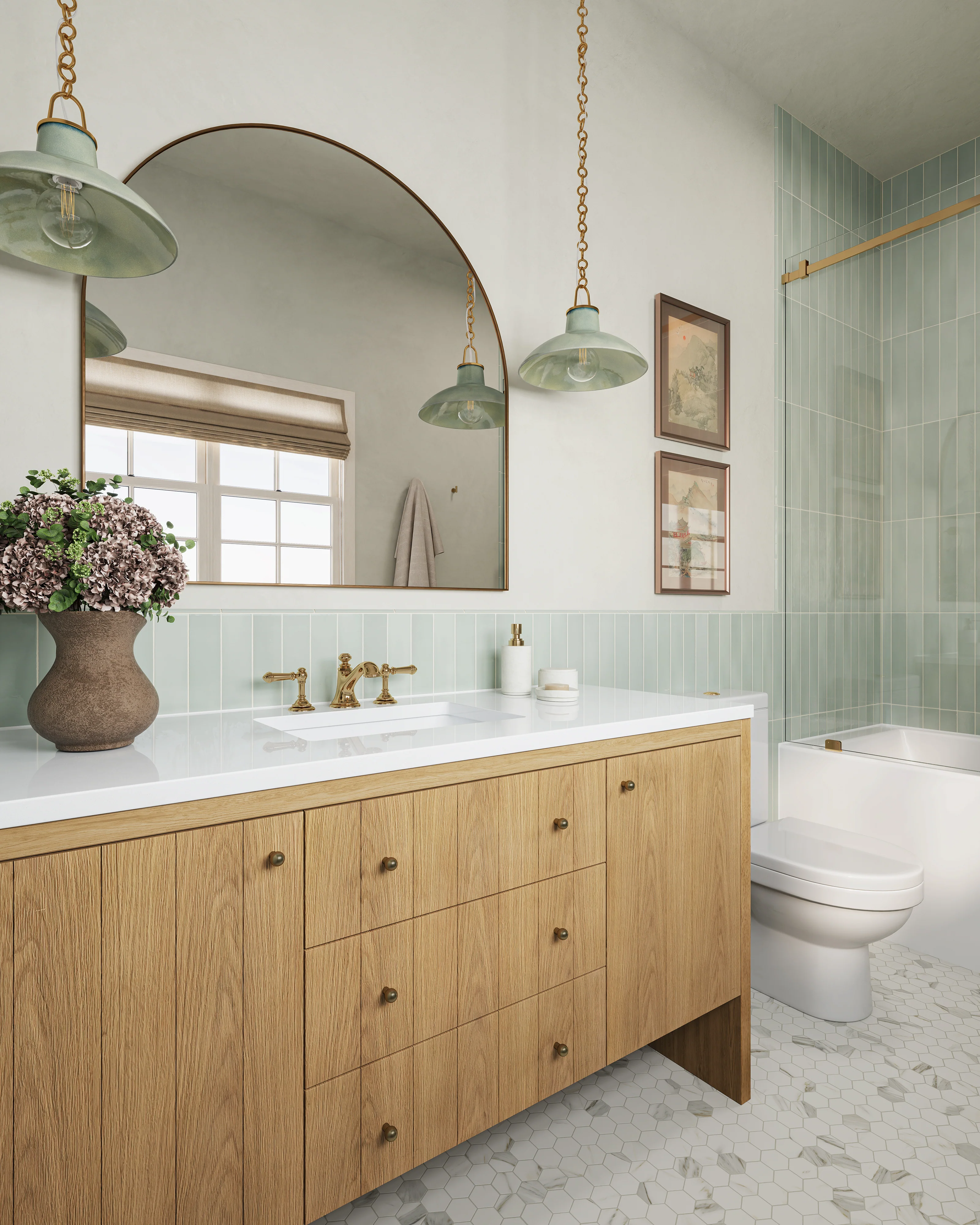 Sable Pendant in Aged Brass/Ceramic Moss Crackle - Image 7