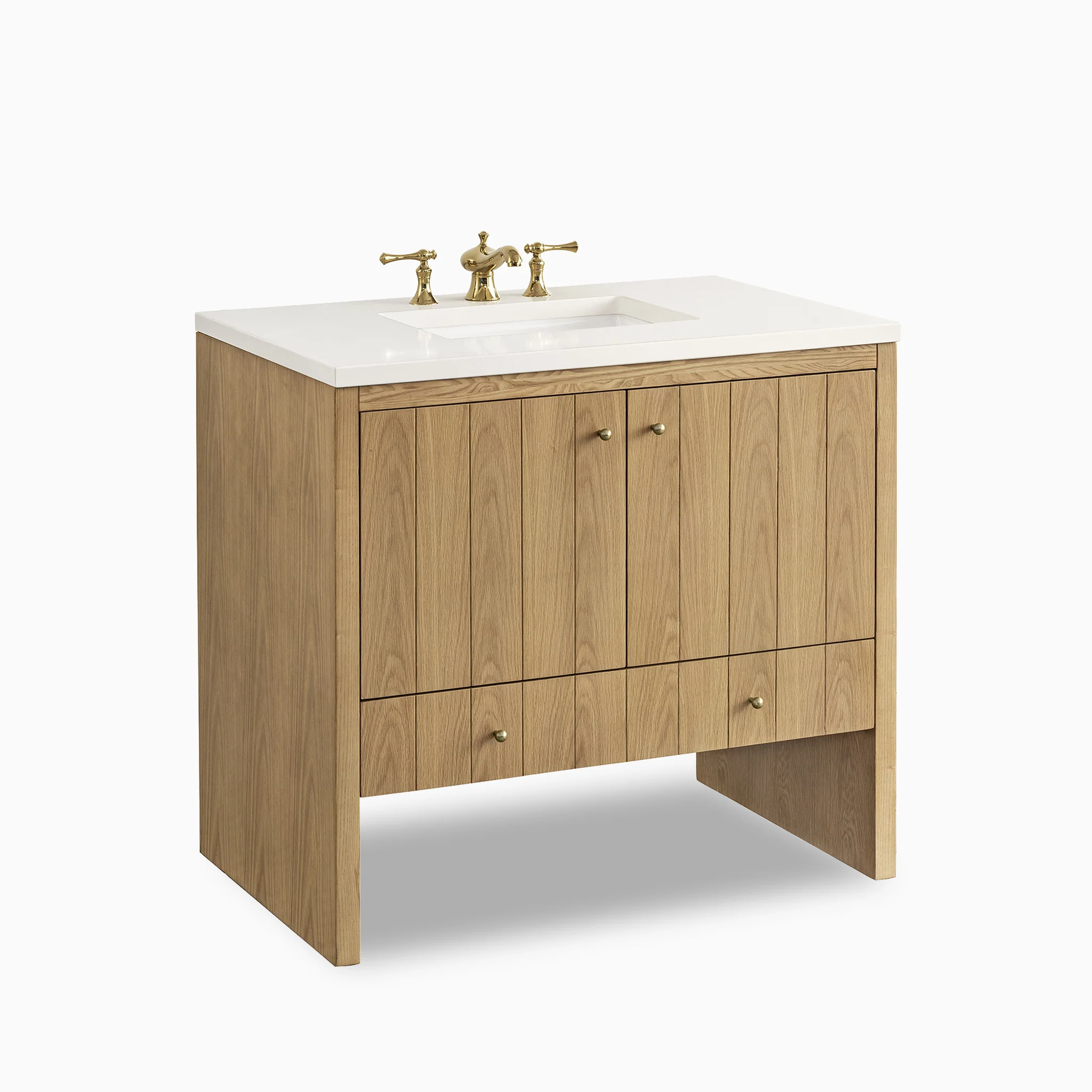 Gabriella 36" Single Vanity in Light Natural Oak with 3 cm White Zeus Quartz Top - Image 3