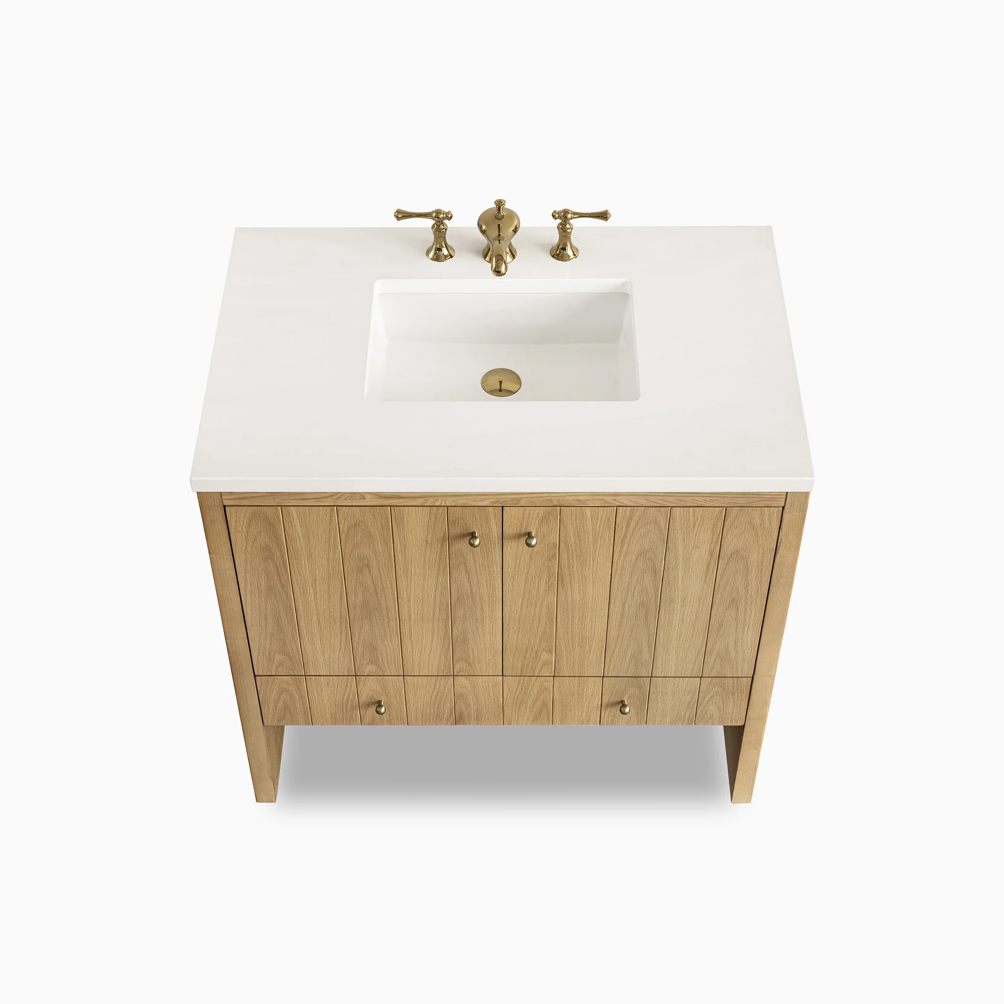 Gabriella 36" Single Vanity in Light Natural Oak with 3 cm White Zeus Quartz Top - Image 4