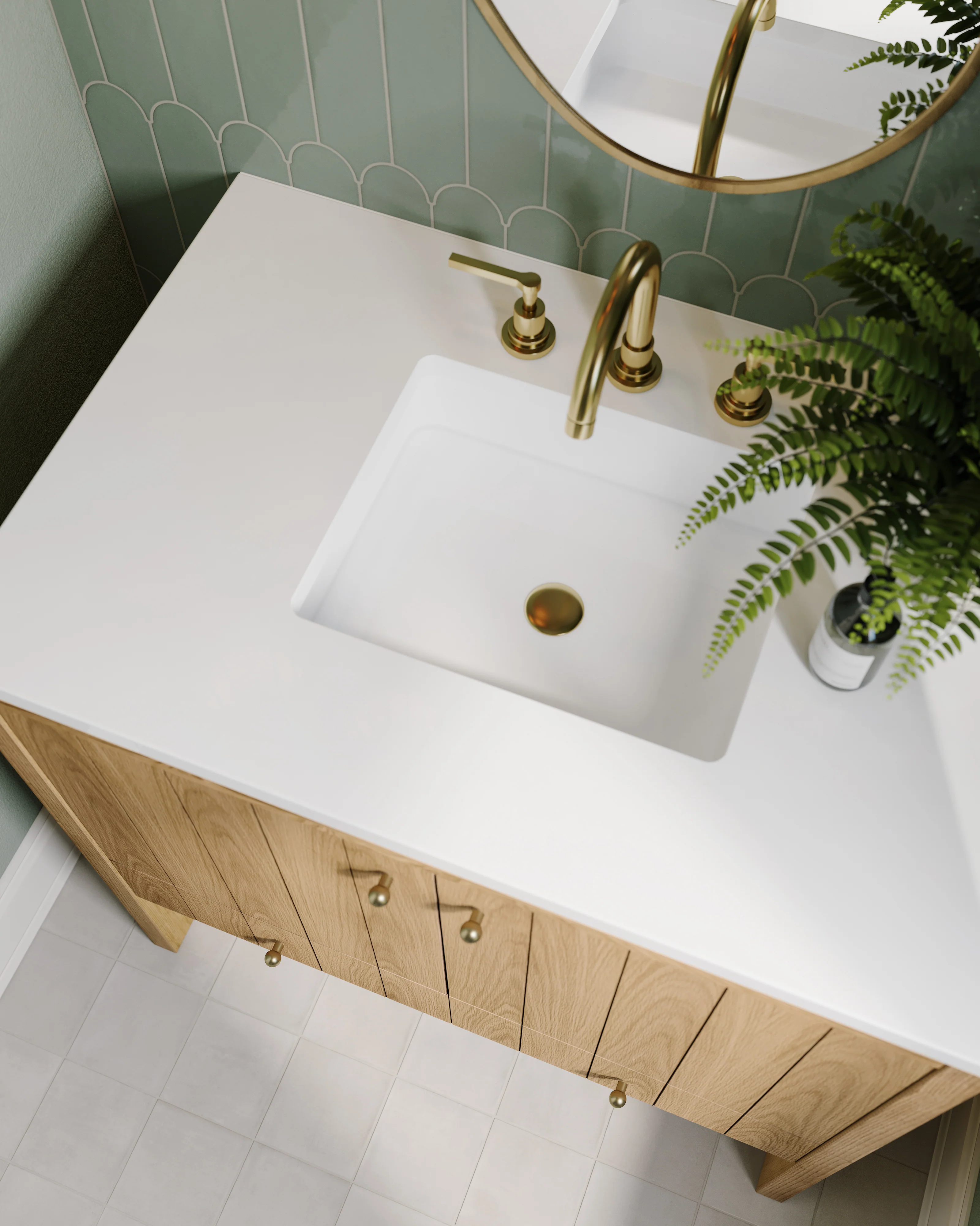 Gabriella 36" Single Vanity in Light Natural Oak with 3 cm White Zeus Quartz Top - Image 6