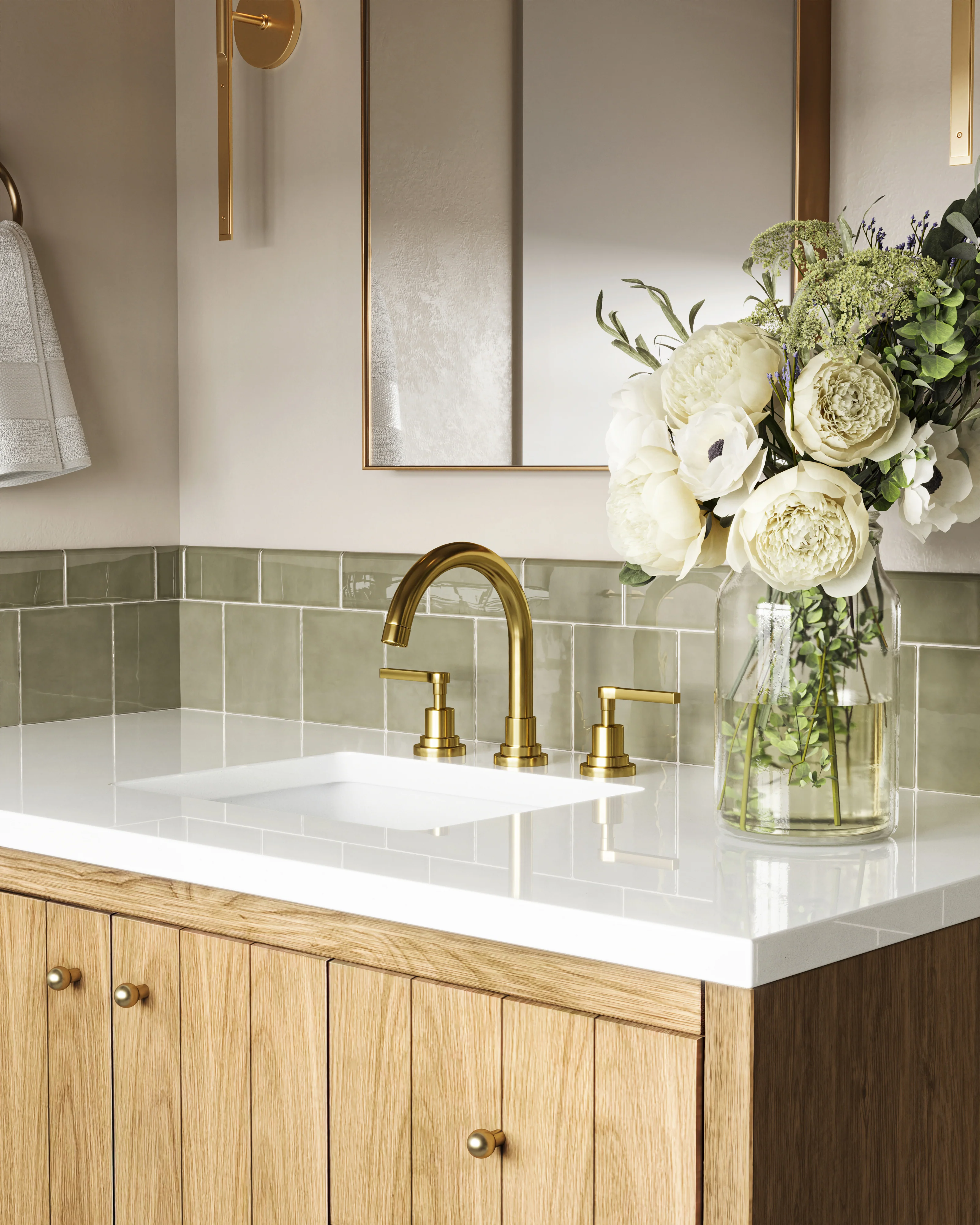 Gabriella 48" Single Vanity in Light Natural Oak with 3 cm White Zeus Quartz Top - Image 11