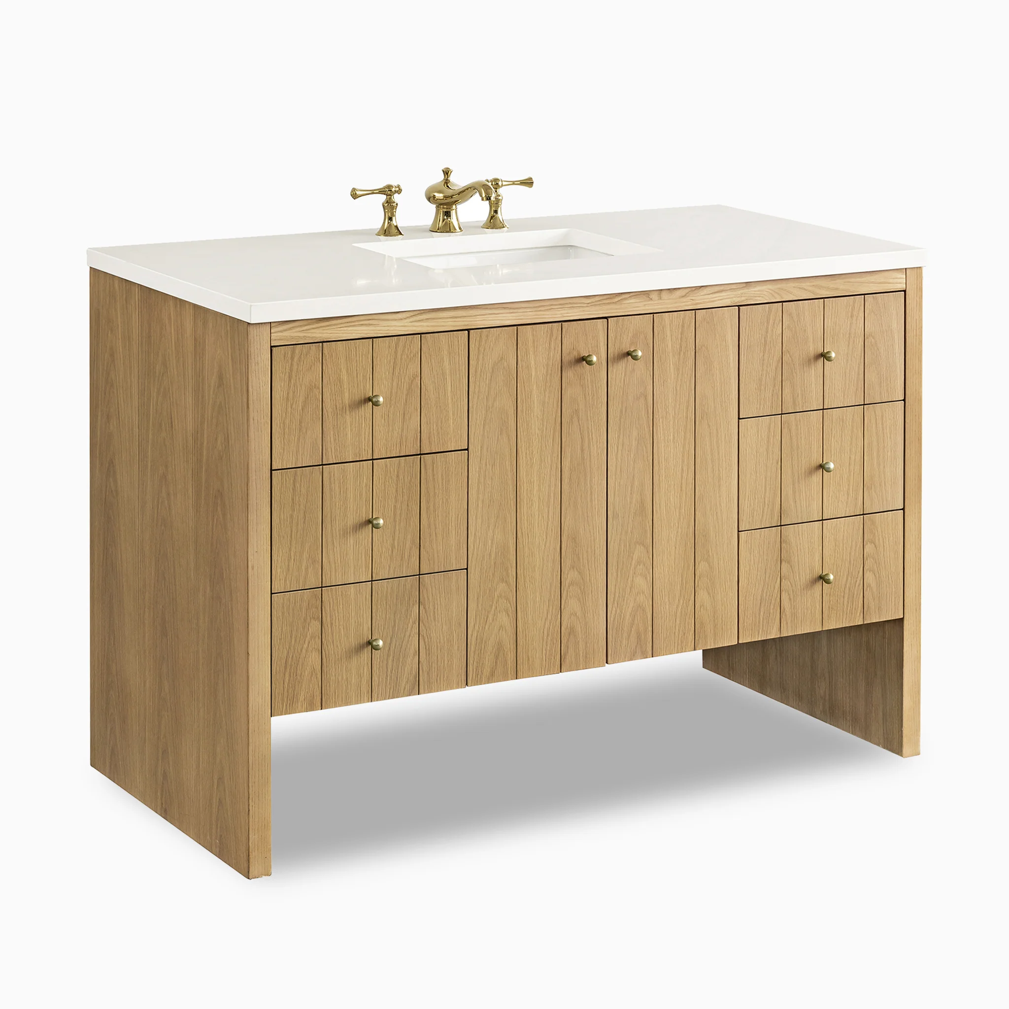Gabriella 48" Single Vanity in Light Natural Oak with 3 cm White Zeus Quartz Top - Image 3