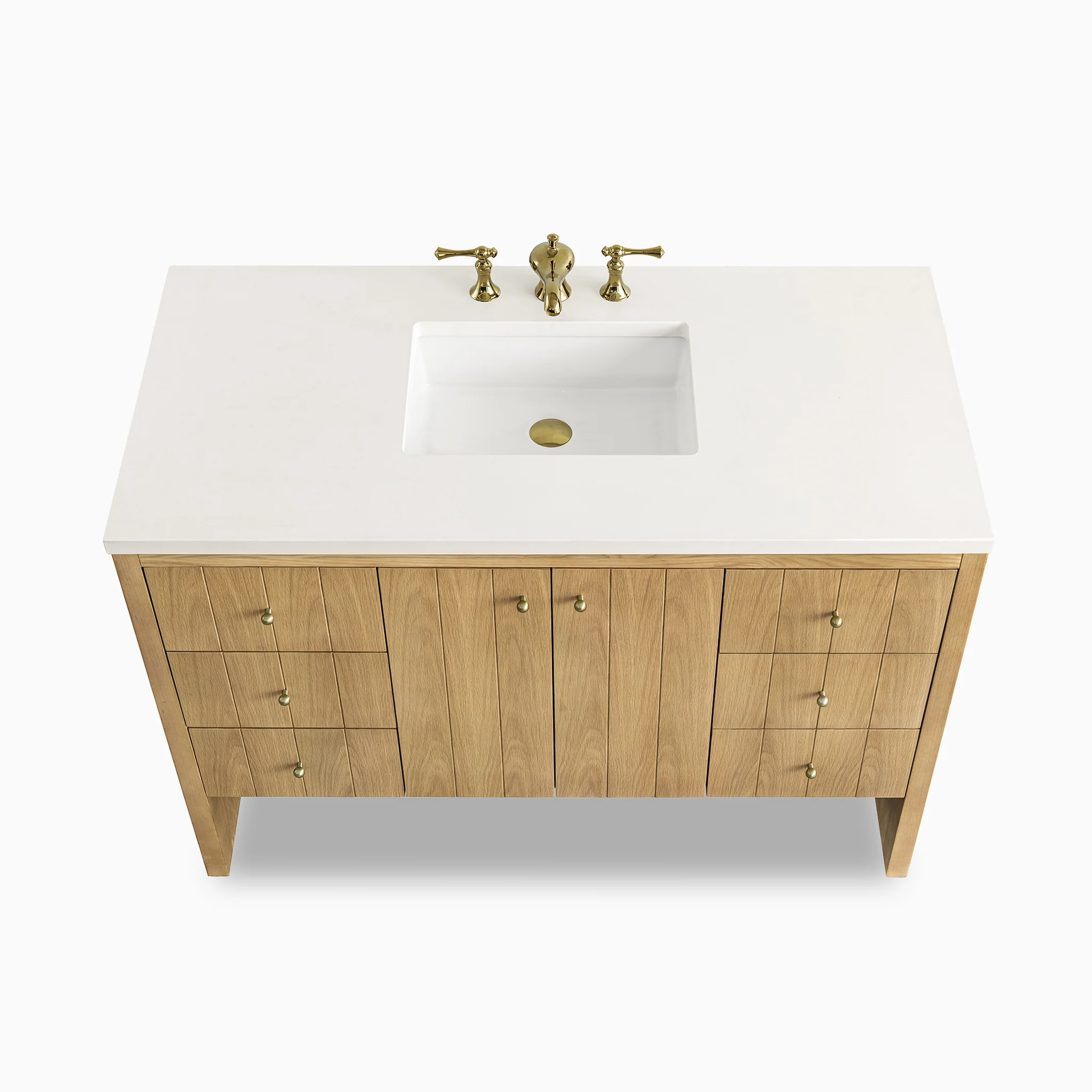 Gabriella 48" Single Vanity in Light Natural Oak with 3 cm White Zeus Quartz Top - Image 4