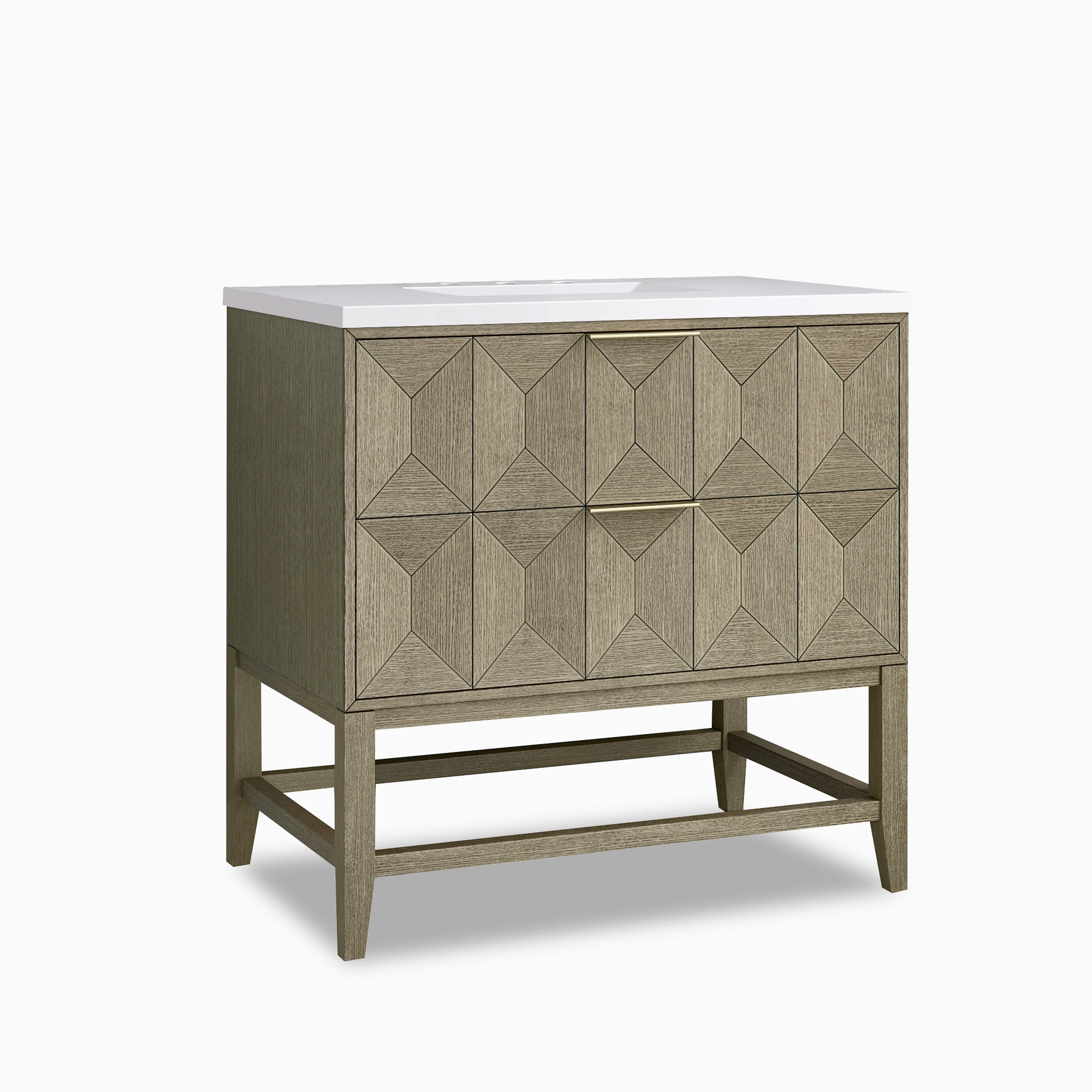 Gwen 36" Single Vanity in Pebble Oak with 3 cm White Zeus Quartz Top - Image 3