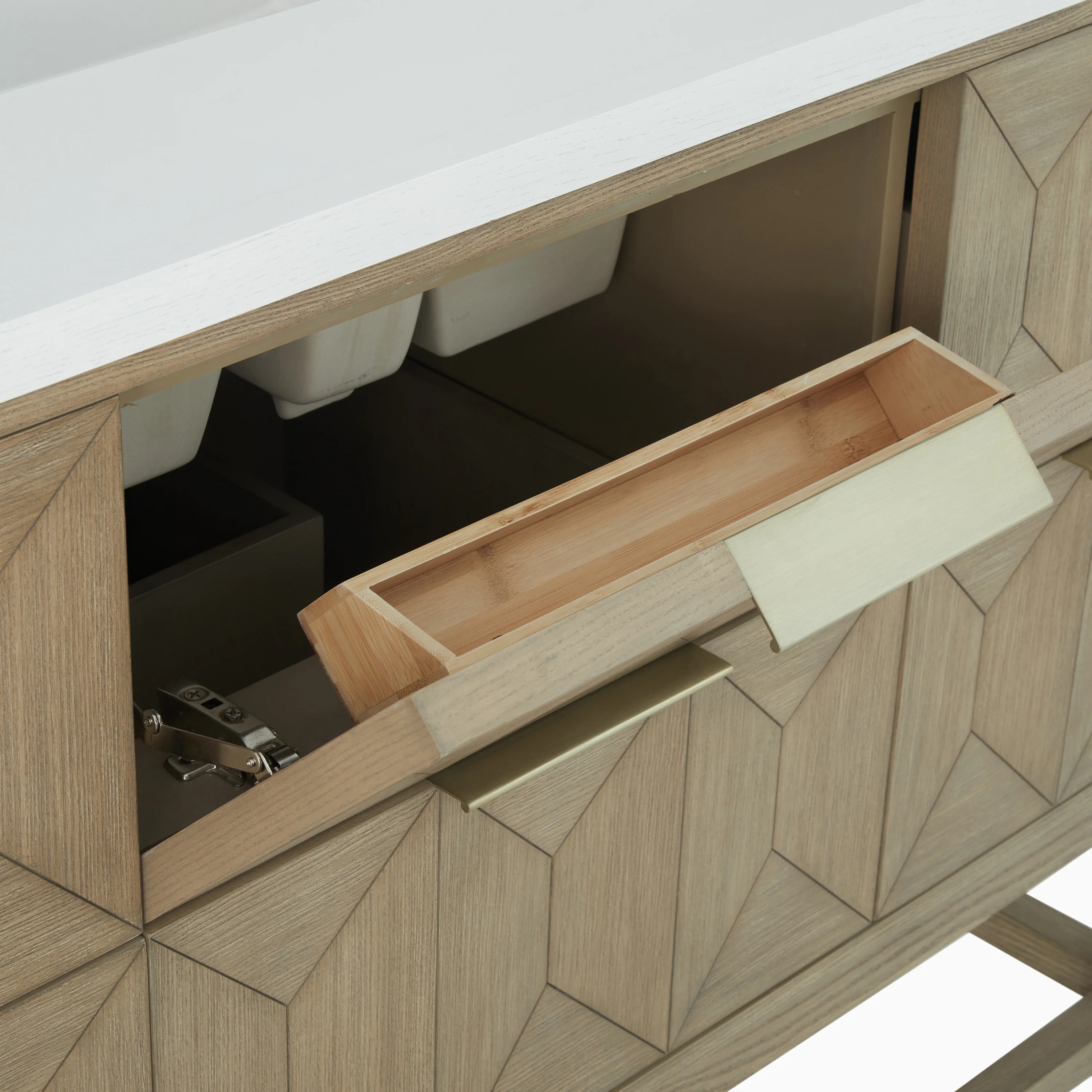 Gwen 48" Single Vanity in Pebble Oak with 3 cm White Zeus Quartz Top - Image 6