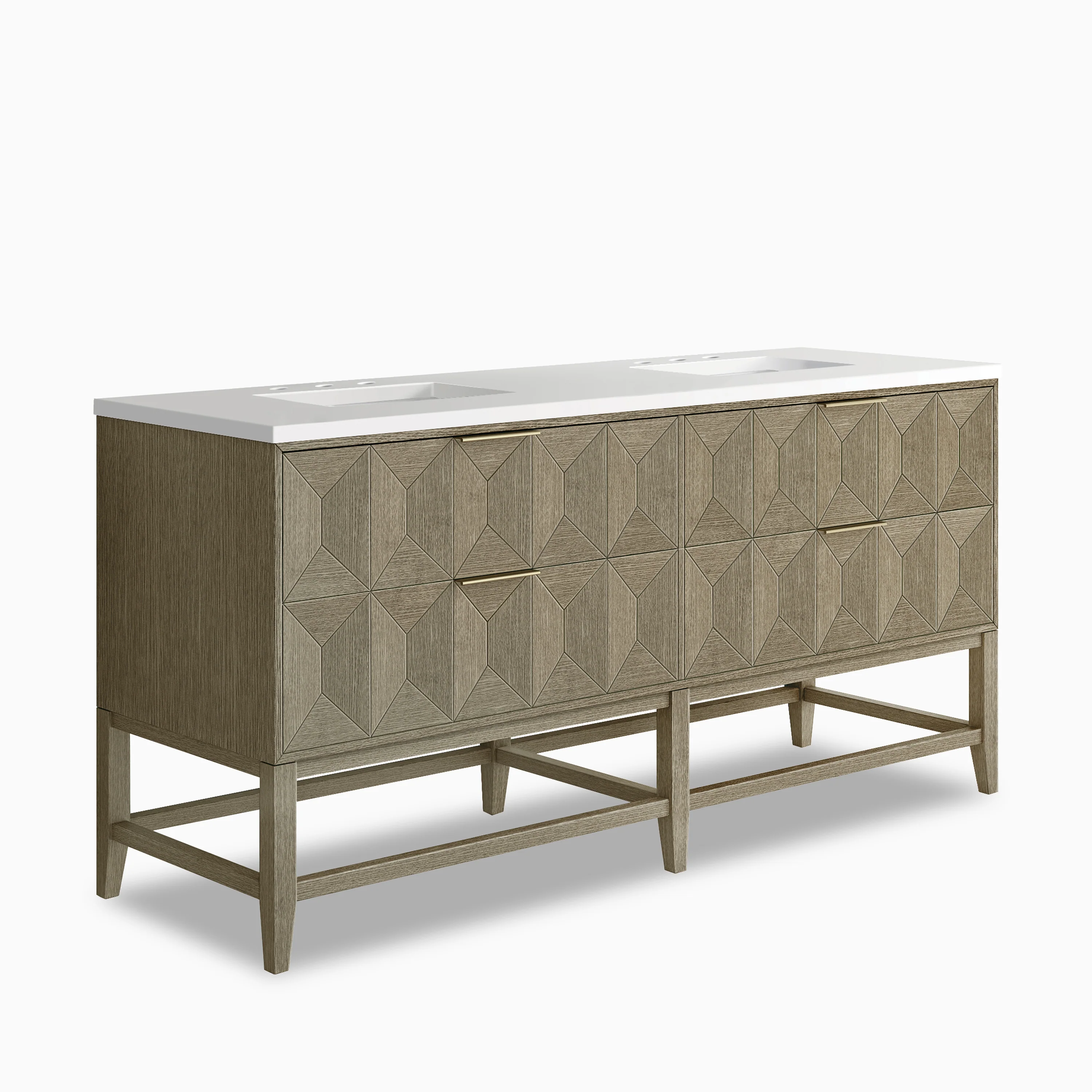 Gwen 72" Double Vanity in Pebble Oak with 3 cm White Zeus Quartz Top - Image 3