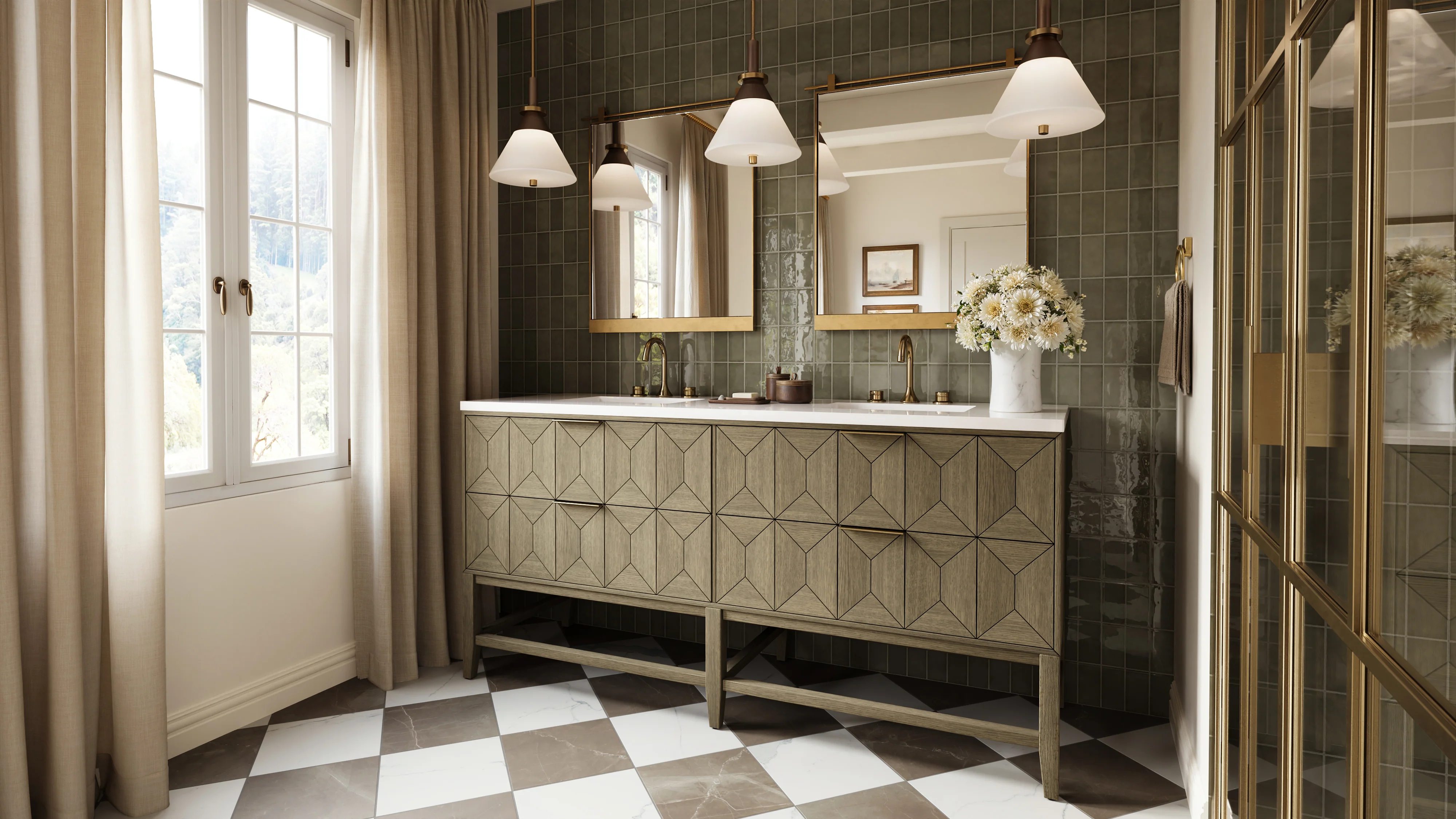 Gwen 72" Double Vanity in Pebble Oak with 3 cm White Zeus Quartz Top - Image 8