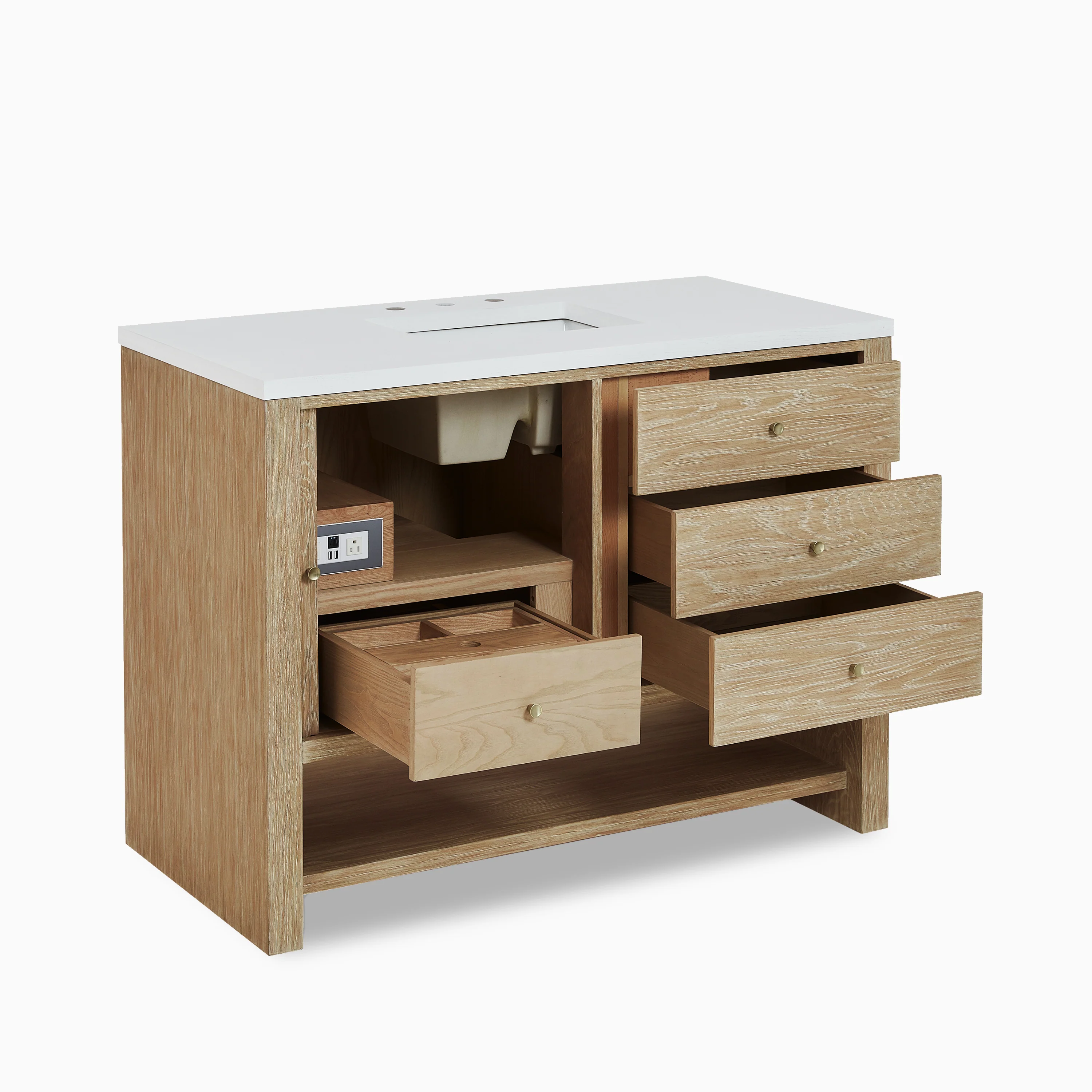 Holly 48" Single Vanity in Sunwashed Oak with 3 cm White Zeus Quartz Top - Image 4