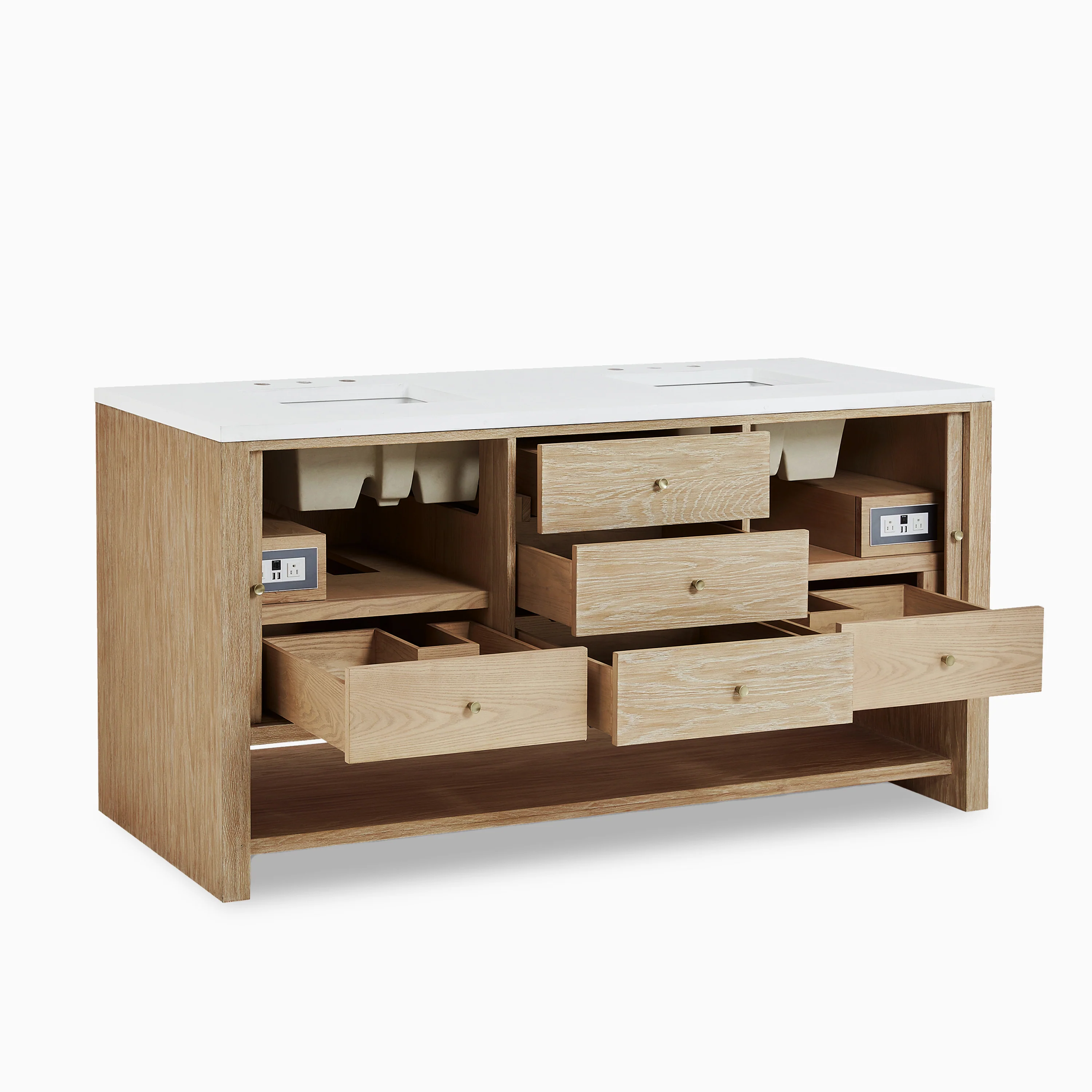 Holly 72" Double Vanity in Sunwashed Oak with 3 cm White Zeus Quartz Top - Image 4