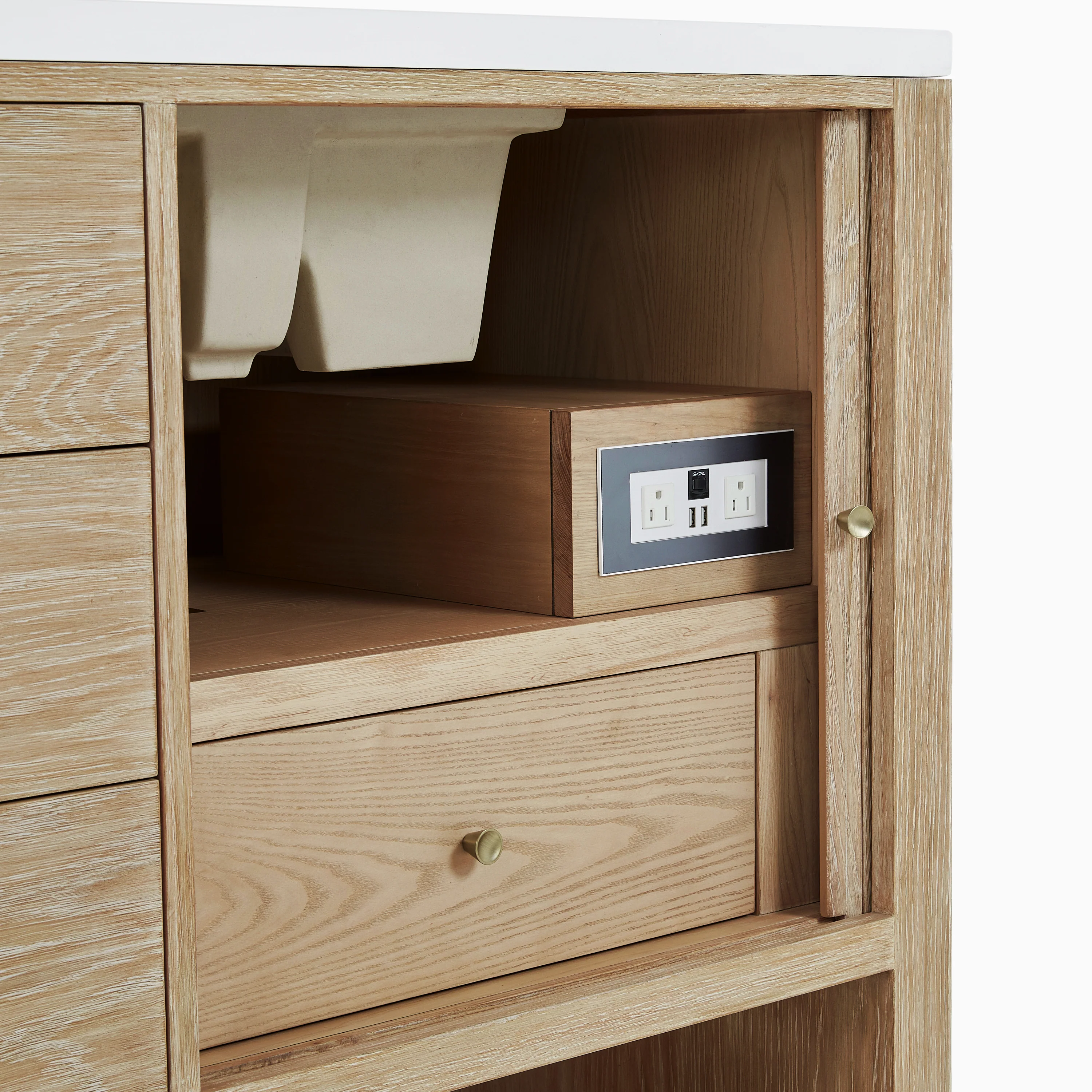 Holly 72" Double Vanity in Sunwashed Oak with 3 cm White Zeus Quartz Top - Image 7