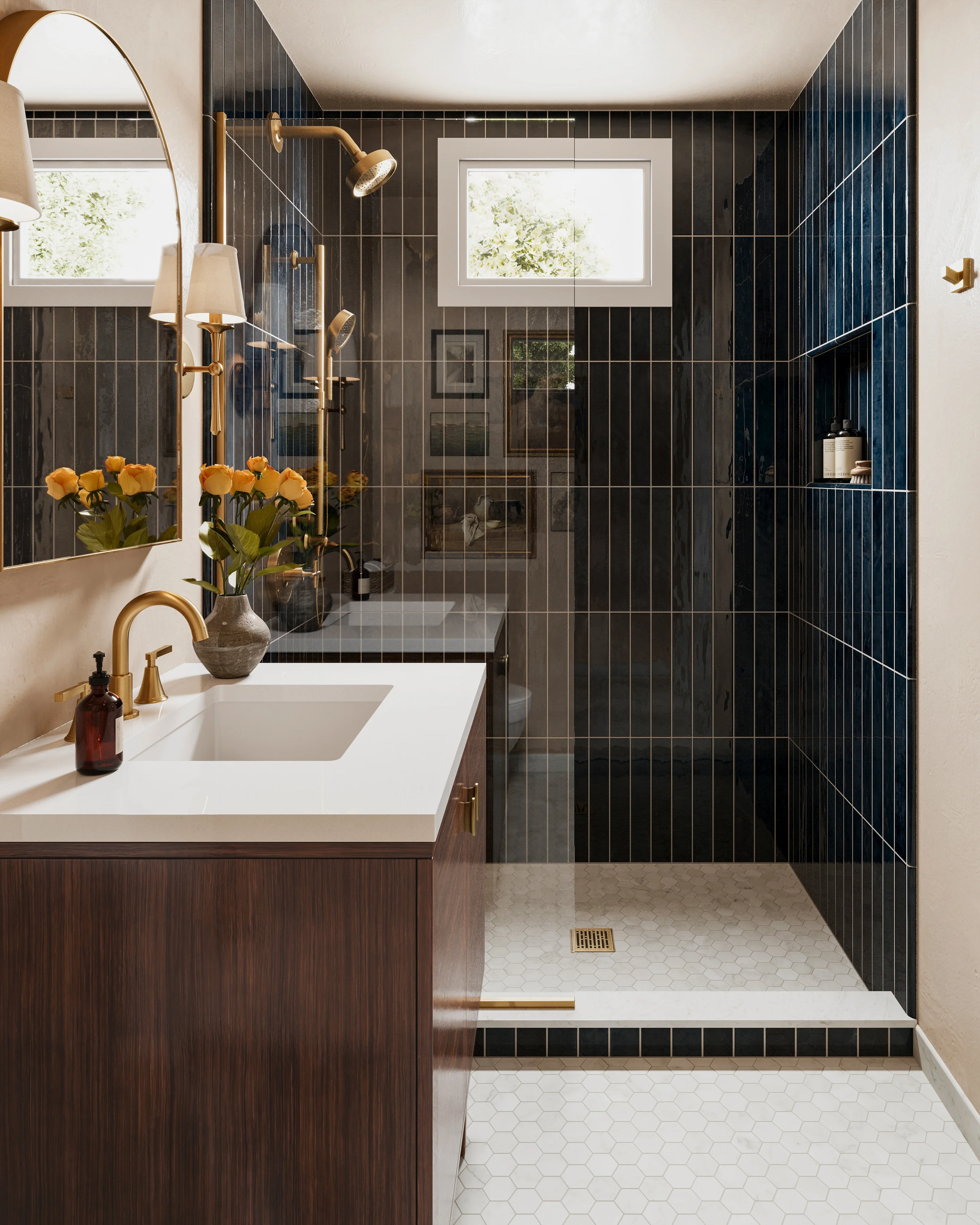 Demi 30" Single Vanity in Mid-Century Walnut with 3 cm White Zeus Quartz Top - Image 8