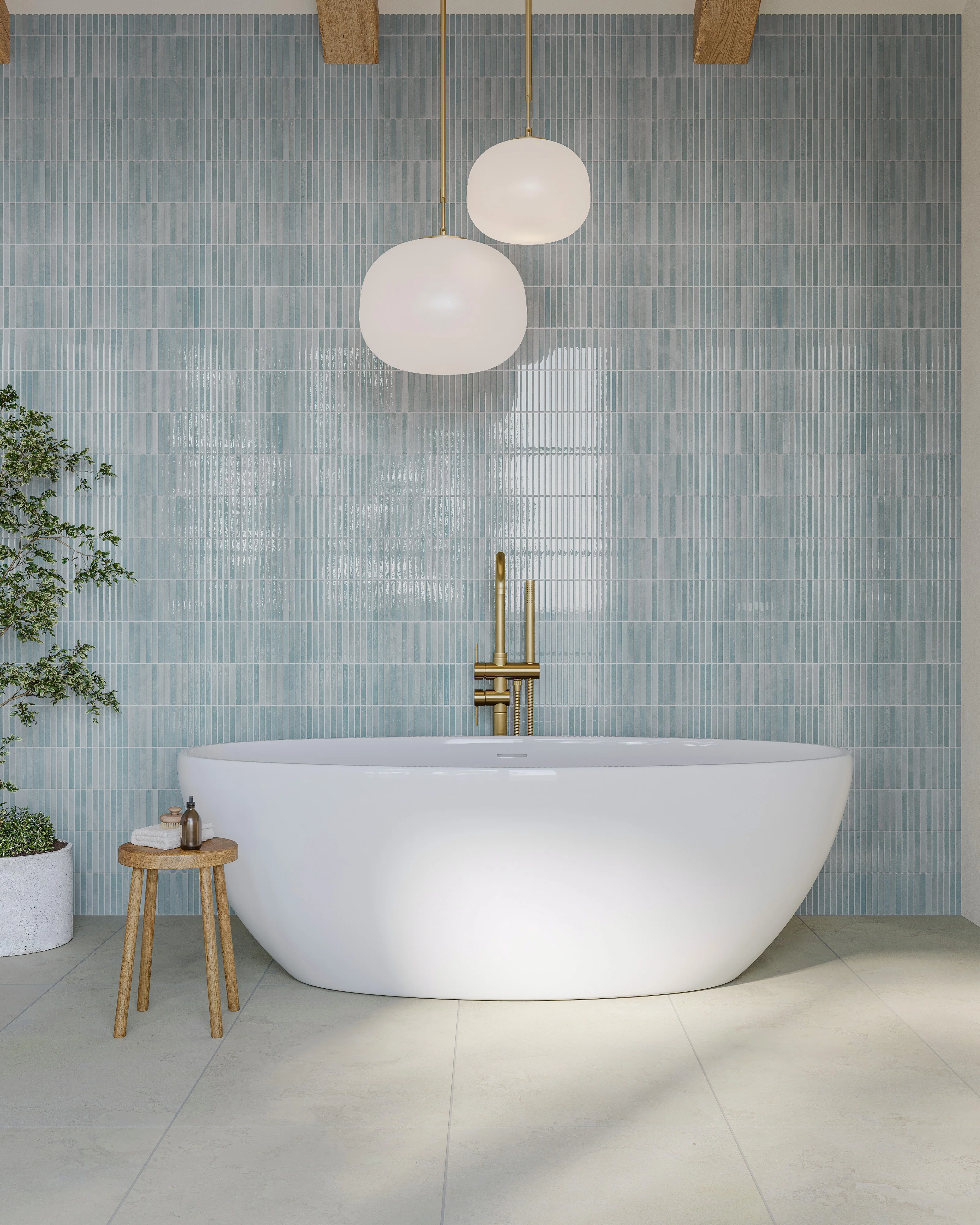 Miley 4.5x9.1 Glossy Porcelain Tile in Water - Image 24