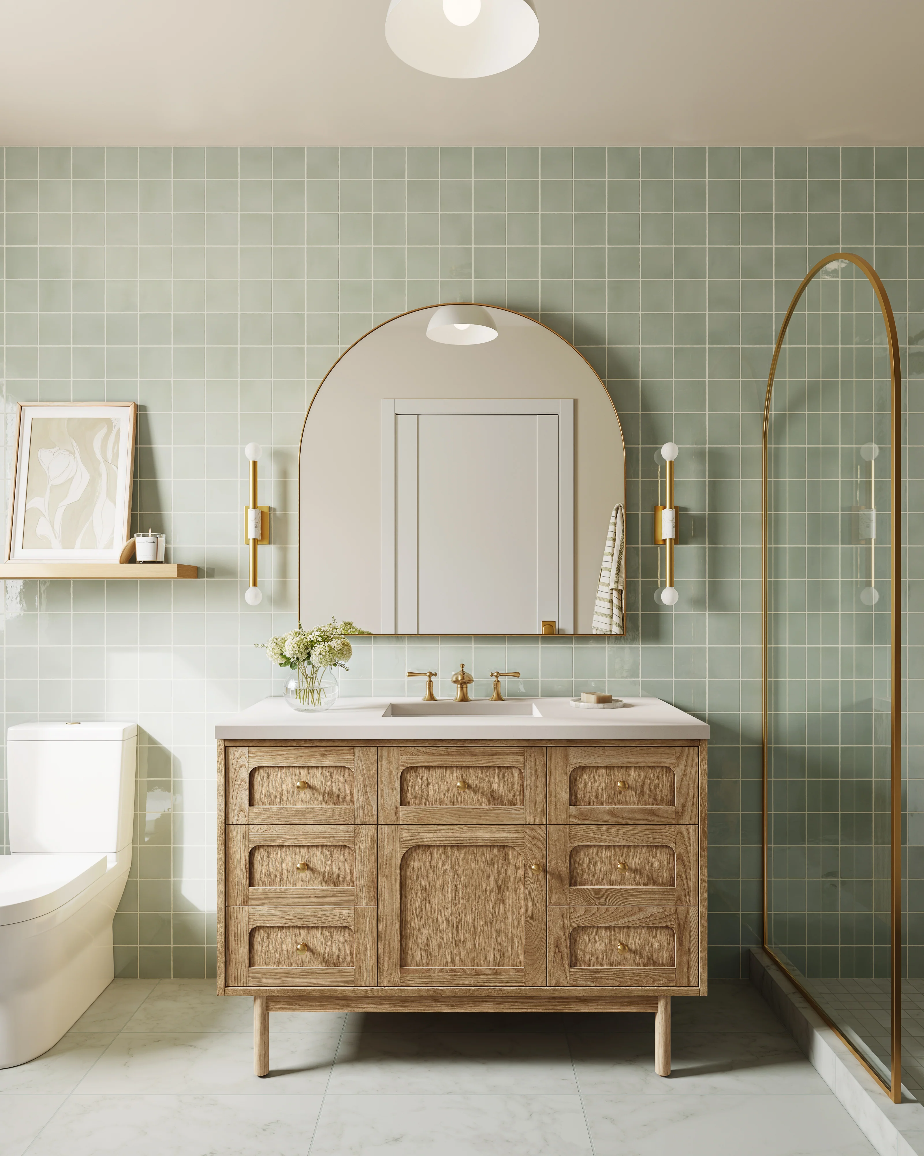 Maisie 4x4 Glossy Ceramic Tile in Pistachio - Image 11