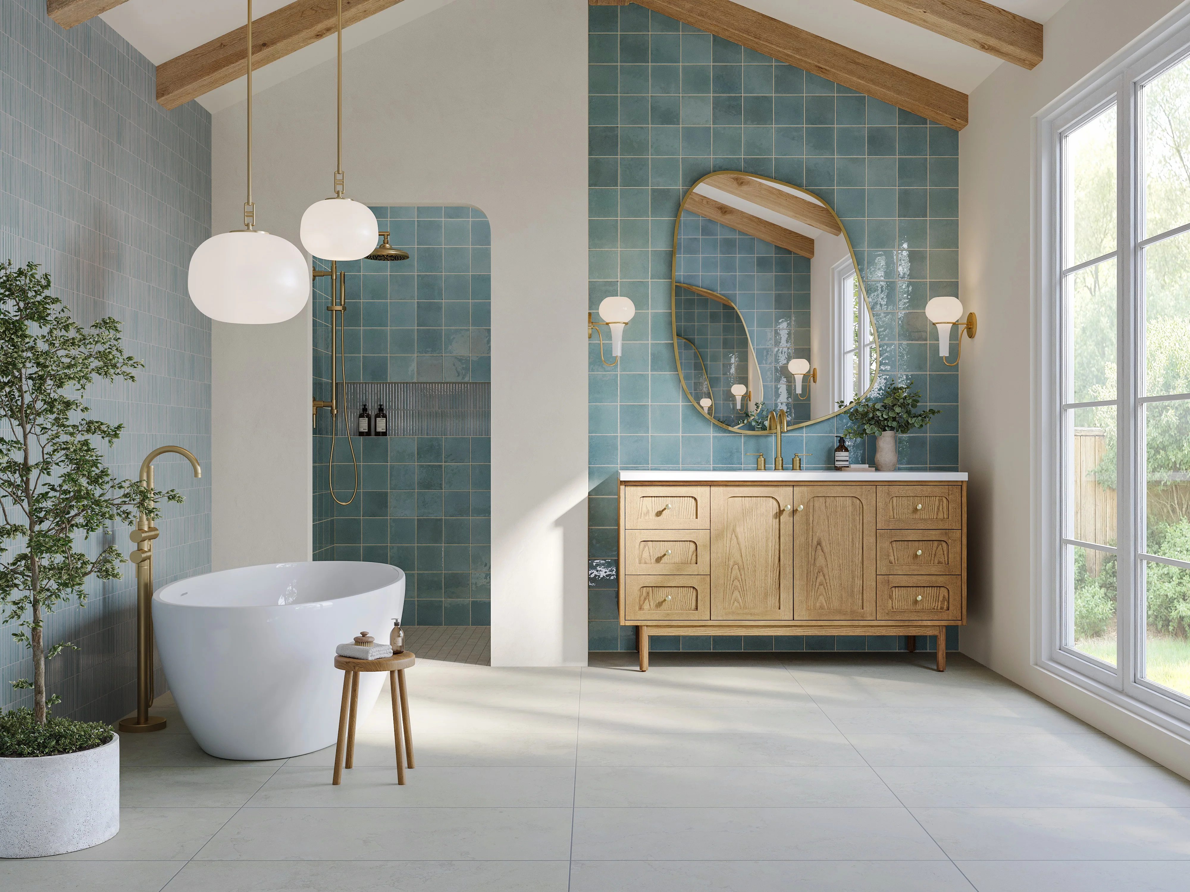 Miley 4.5x9.1 Glossy Porcelain Tile in Water - Image 21