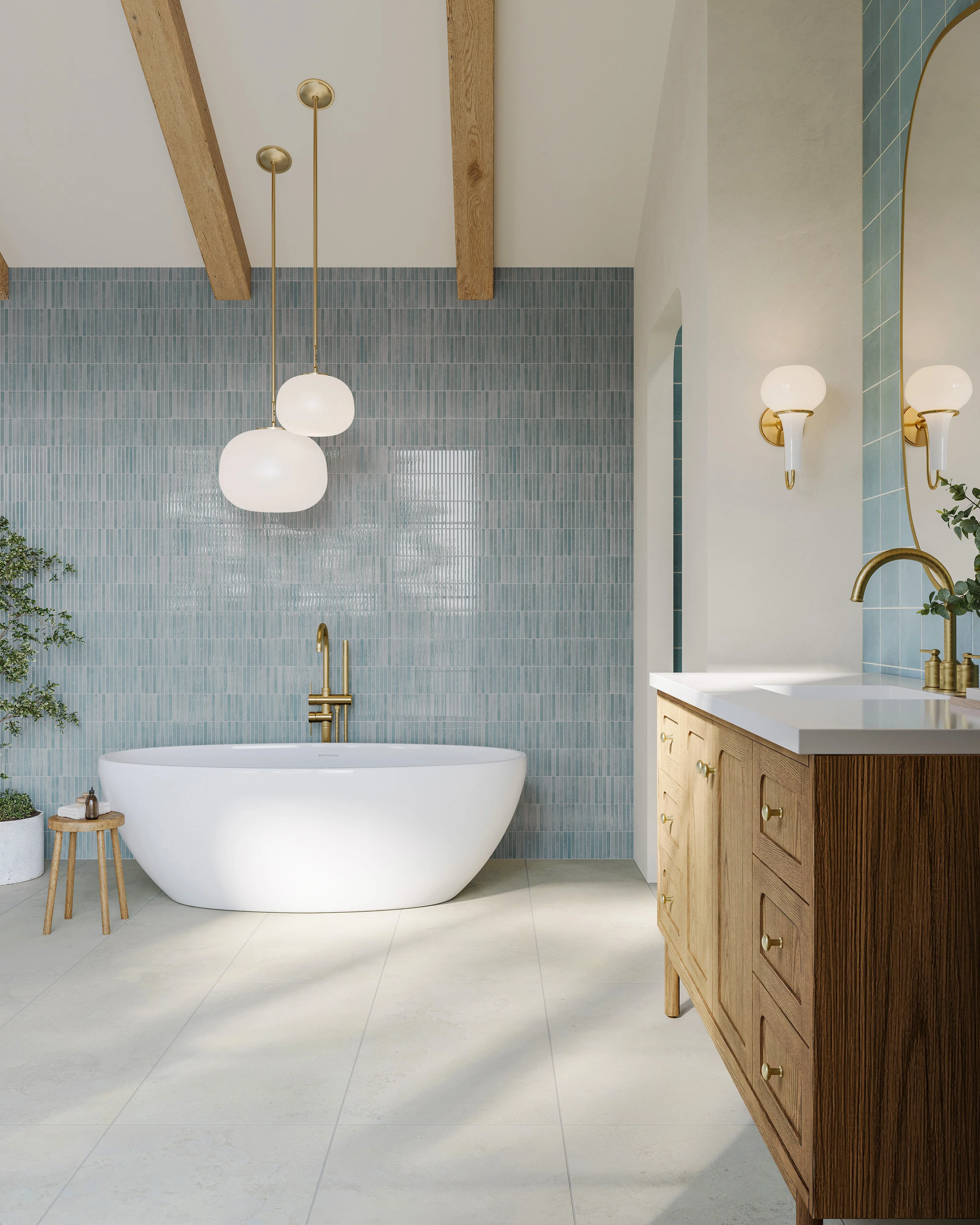 Miley 4.5x9.1 Glossy Porcelain Tile in Water - Image 22