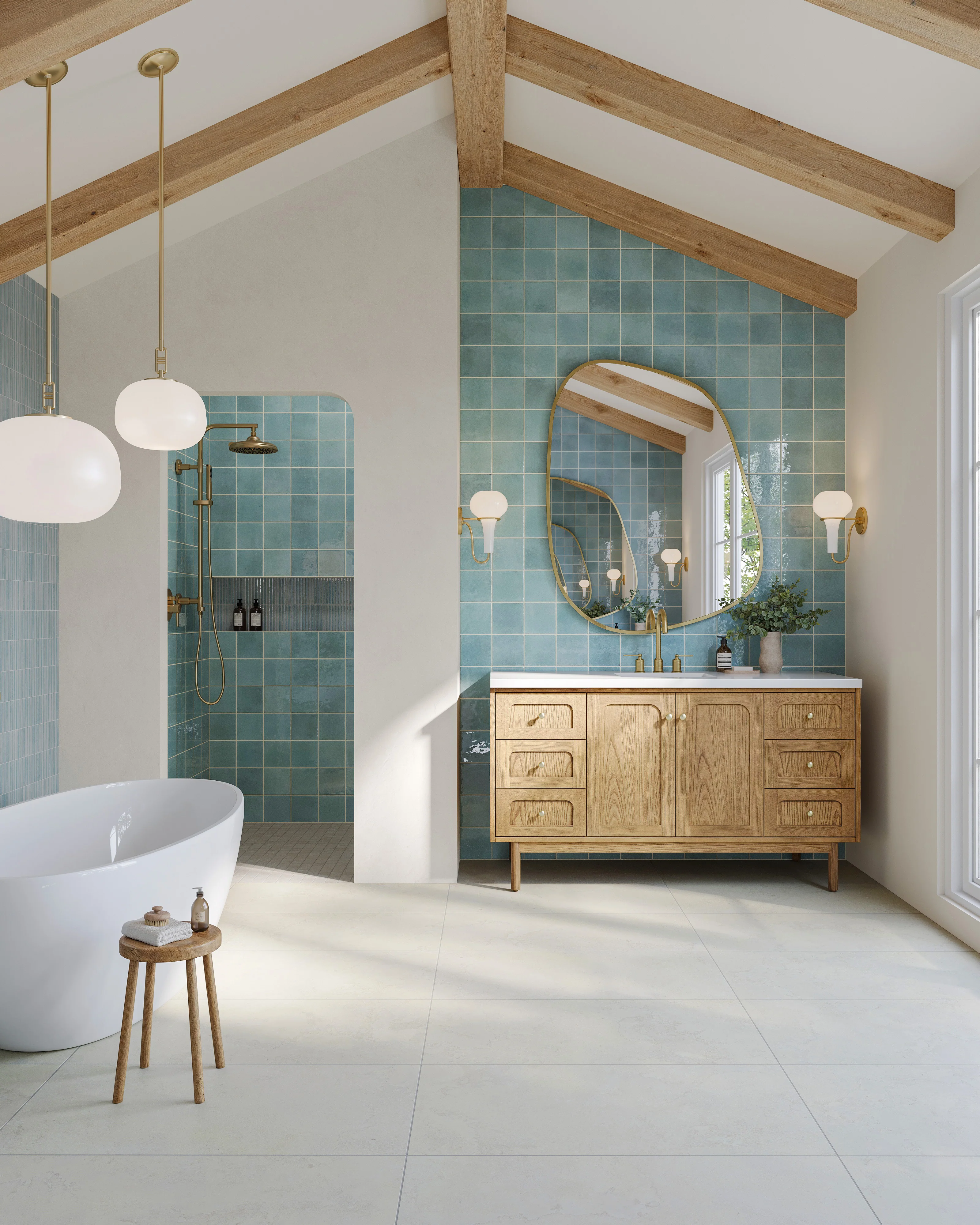 Miley 4.5x9.1 Glossy Porcelain Tile in Water - Image 23