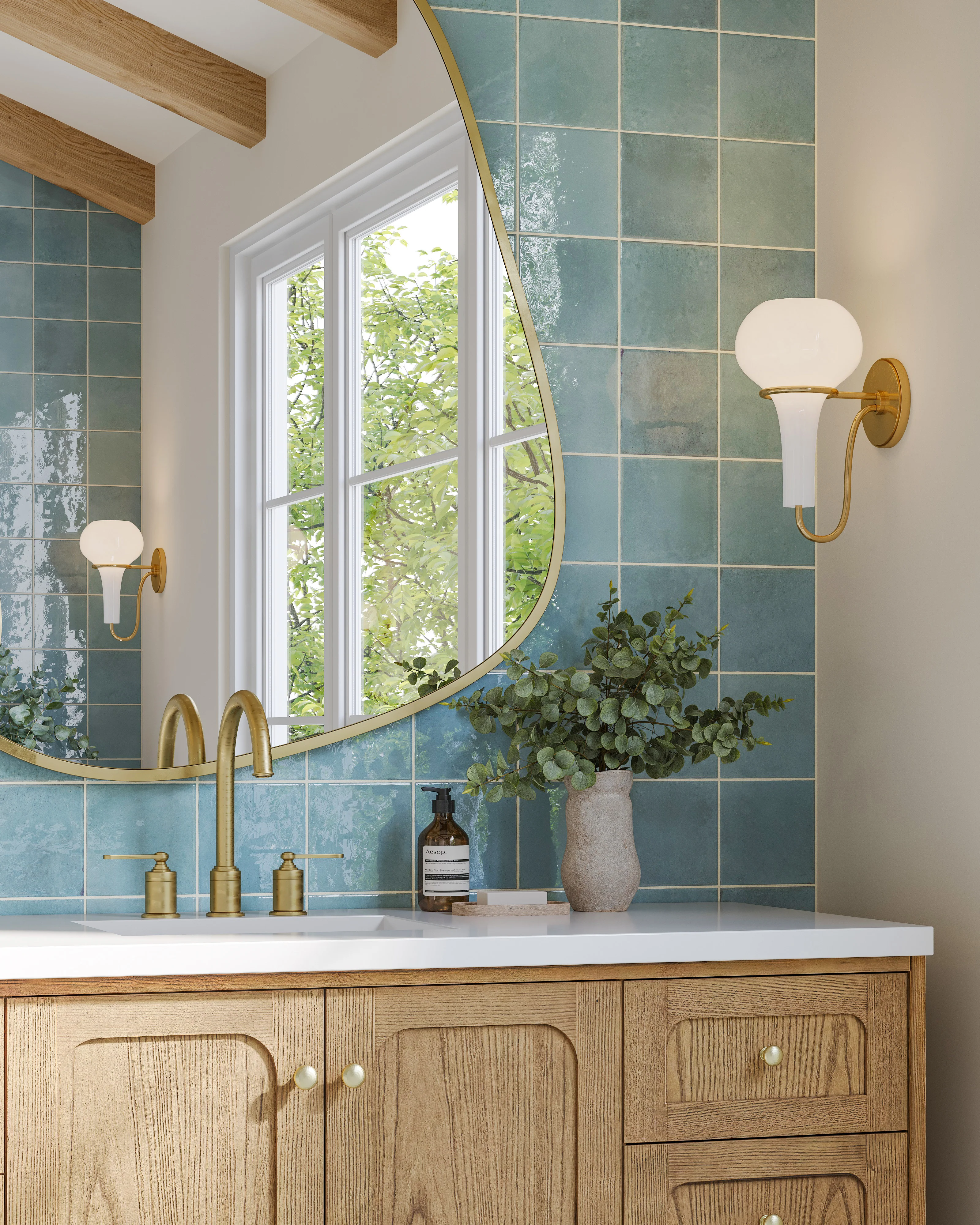 Abigail 60" Single Vanity in Light Natural Oak with 3 cm White Zeus Quartz Top - Image 18