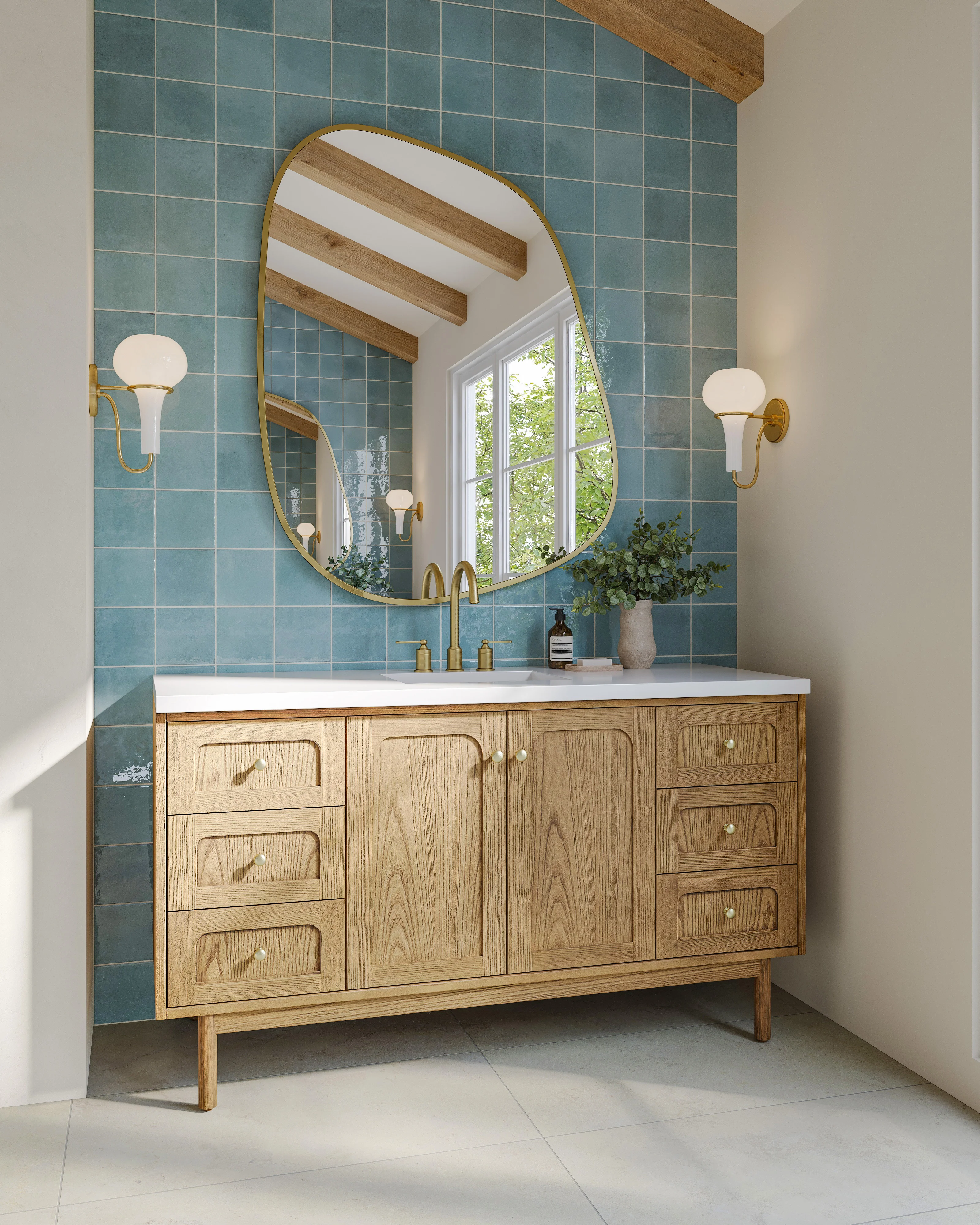 Abigail 60" Single Vanity in Light Natural Oak with 3 cm White Zeus Quartz Top - Image 19