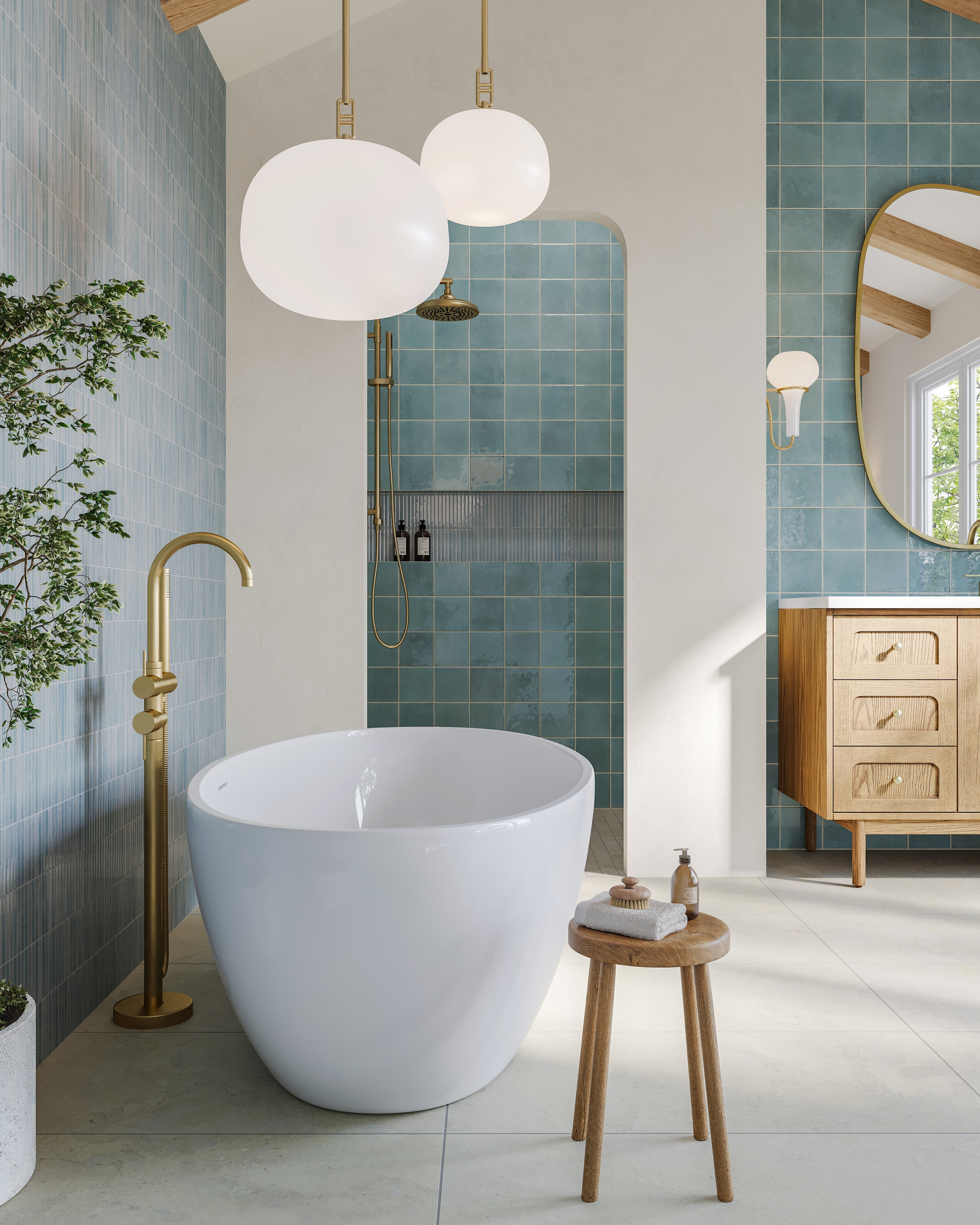 Miley 4.5x9.1 Glossy Porcelain Tile in Water - Image 20