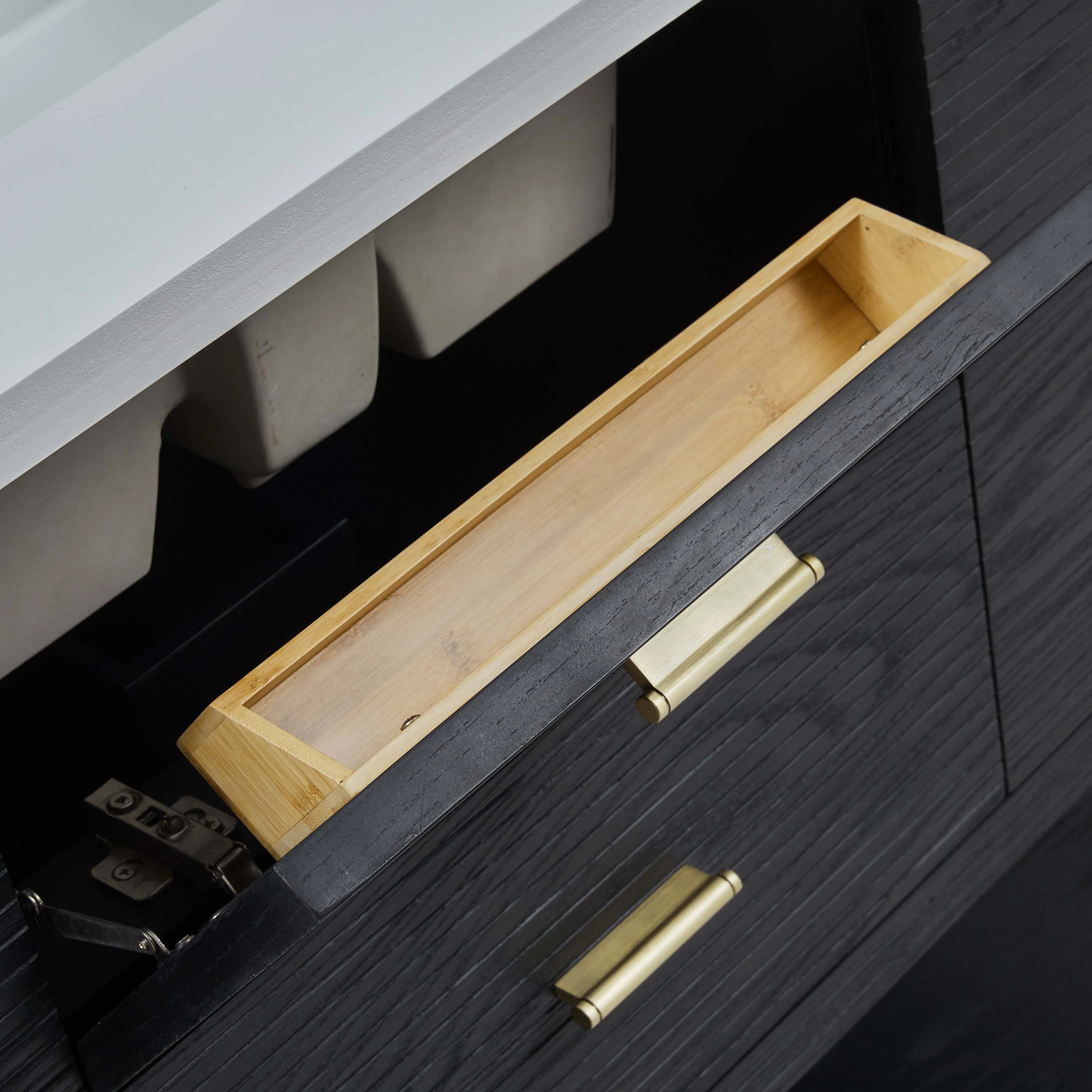 Paxton 48" Single Vanity in Carbon Oak with 3 cm White Zeus Quartz Top - Image 9