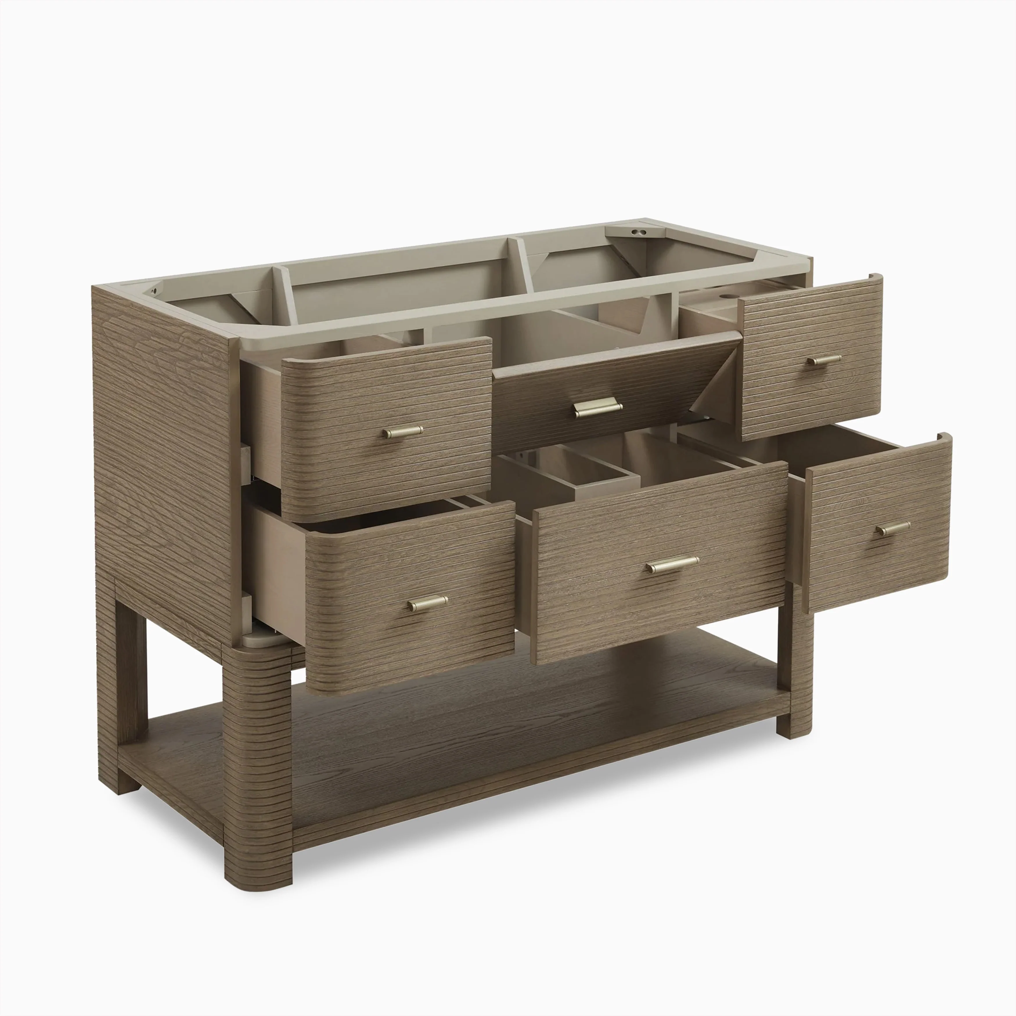 Paxton 48" Single Vanity in Pebble Oak with 3 cm White Zeus Quartz Top - Image 4