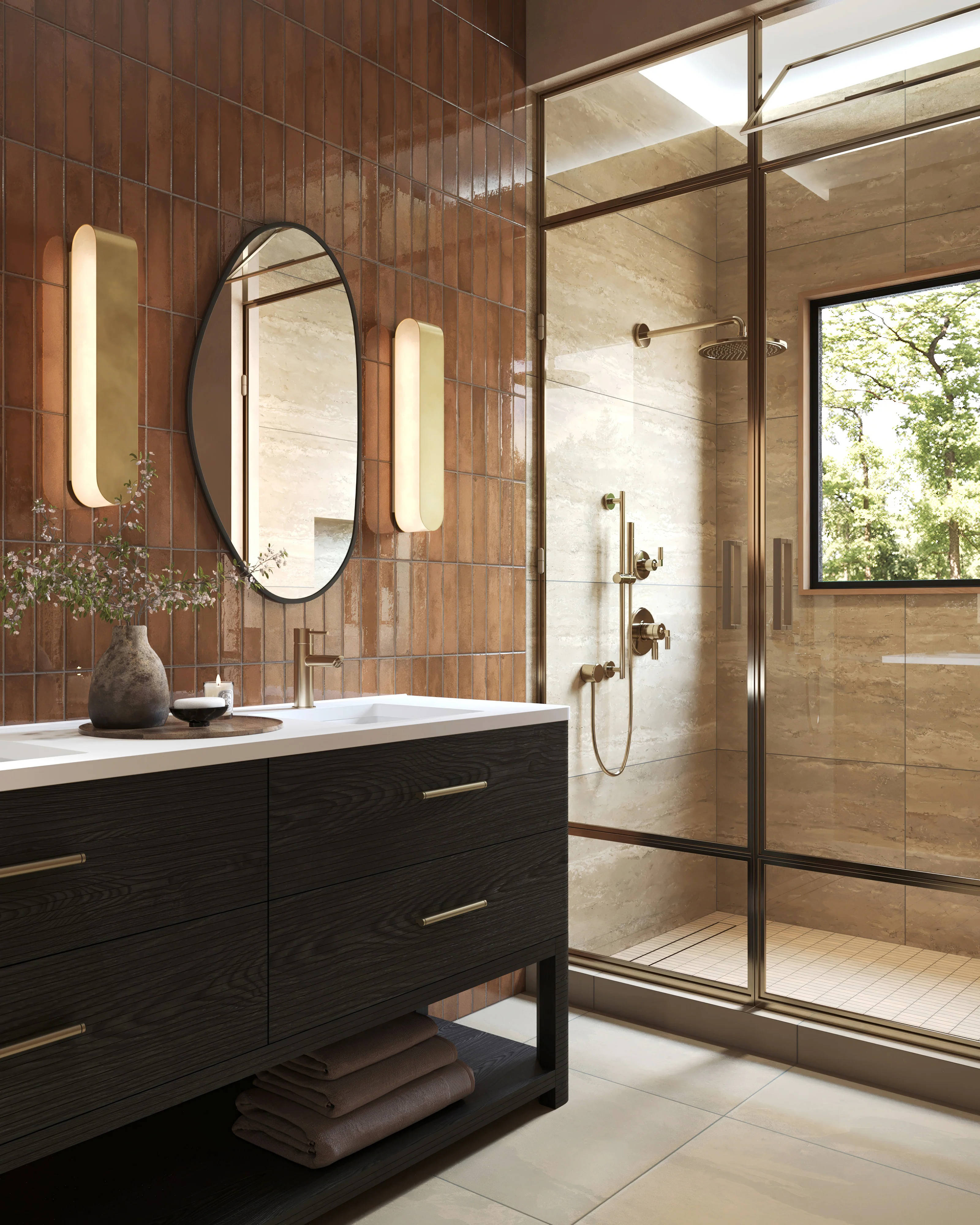 Paxton 72" Double Vanity in Carbon Oak with 3 cm White Zeus Quartz Top - Image 10