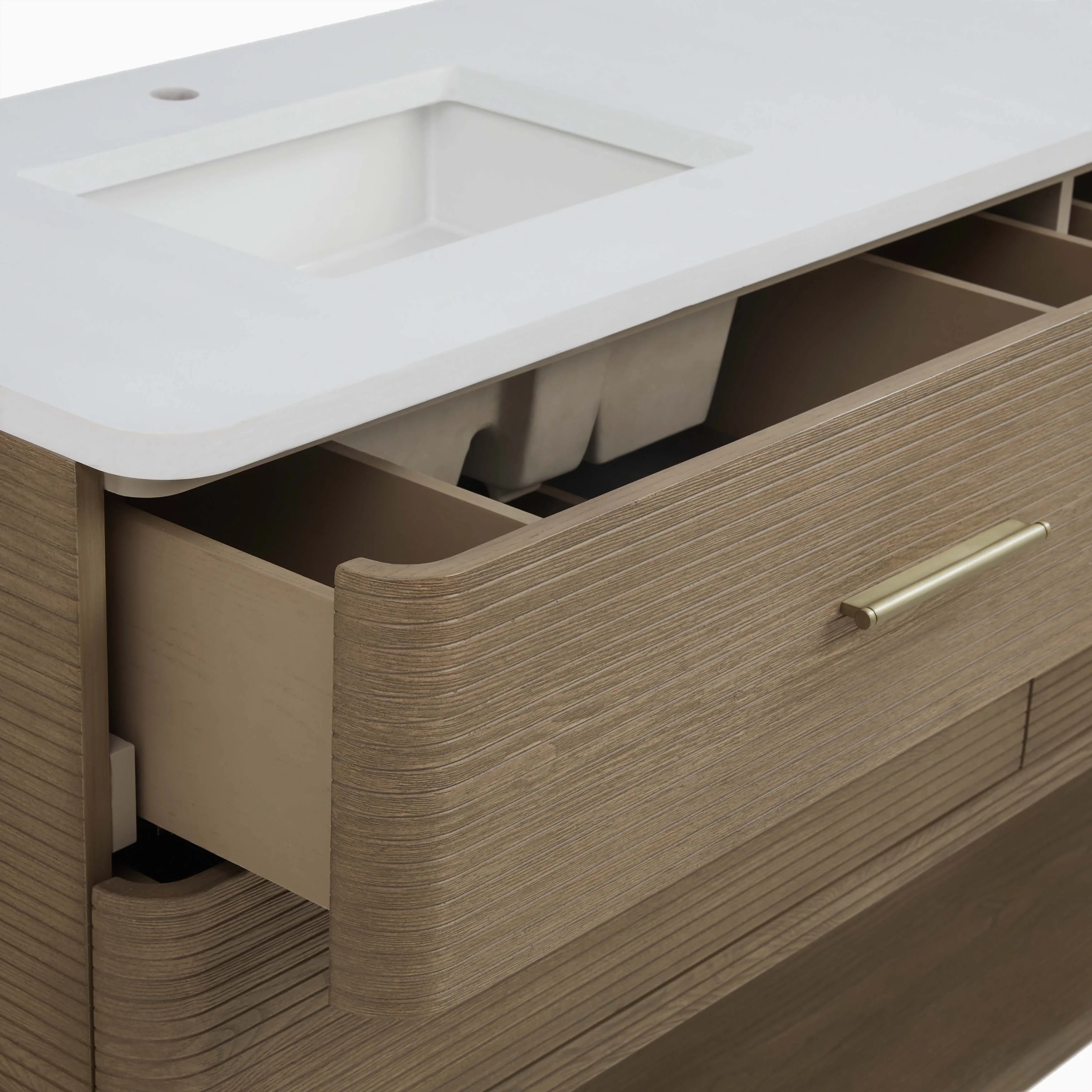 Paxton 72" Double Vanity in Pebble Oak with 3 cm White Zeus Quartz Top - Image 5