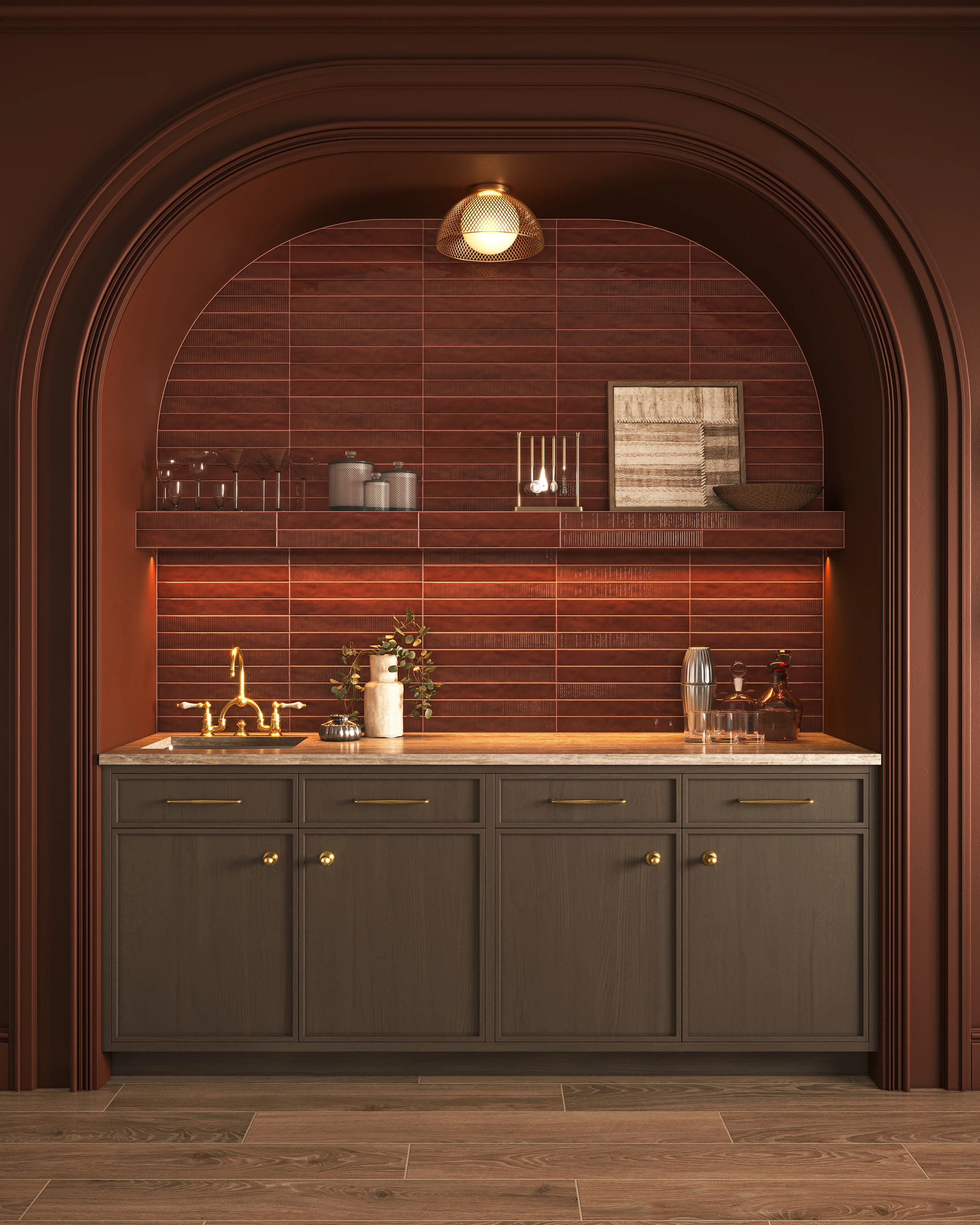 Remi 2x17 Glossy Ceramic Tile in Rust - Image 5