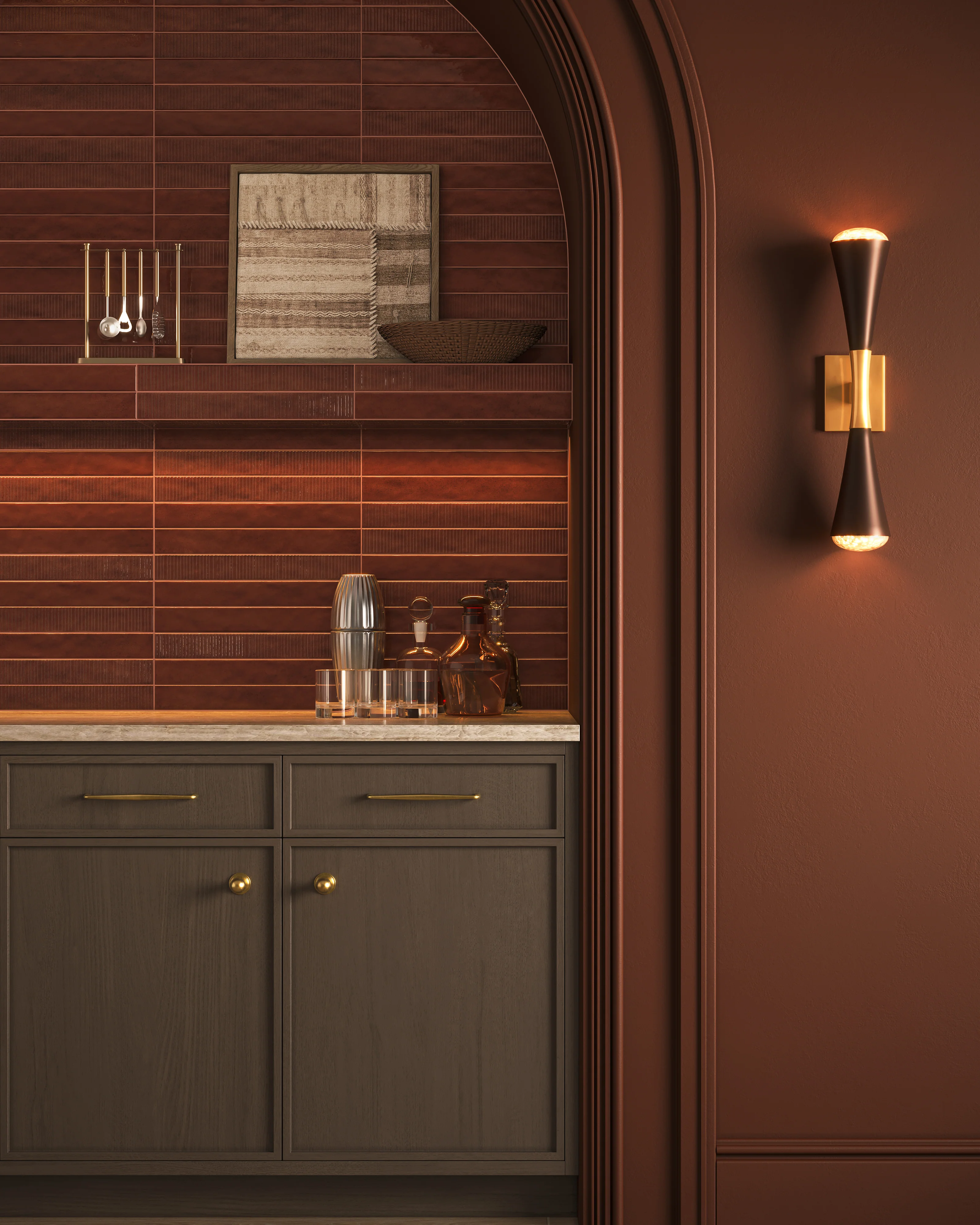 Remi 2x17 Glossy Ceramic Tile in Rust - Image 6