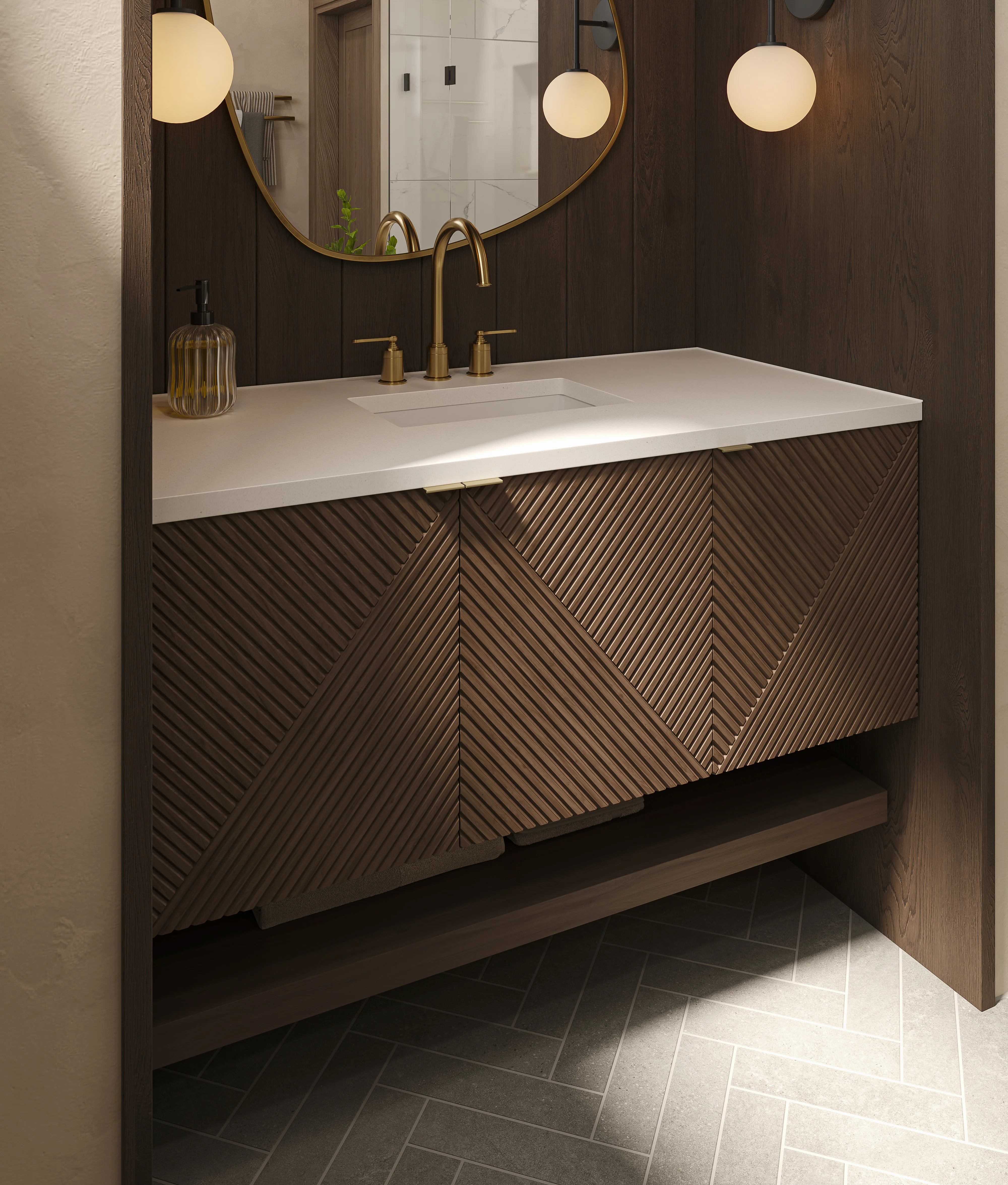 Royce 48" Single Vanity in Chestnut with 3 cm White Zeus Quartz Top - Image 10
