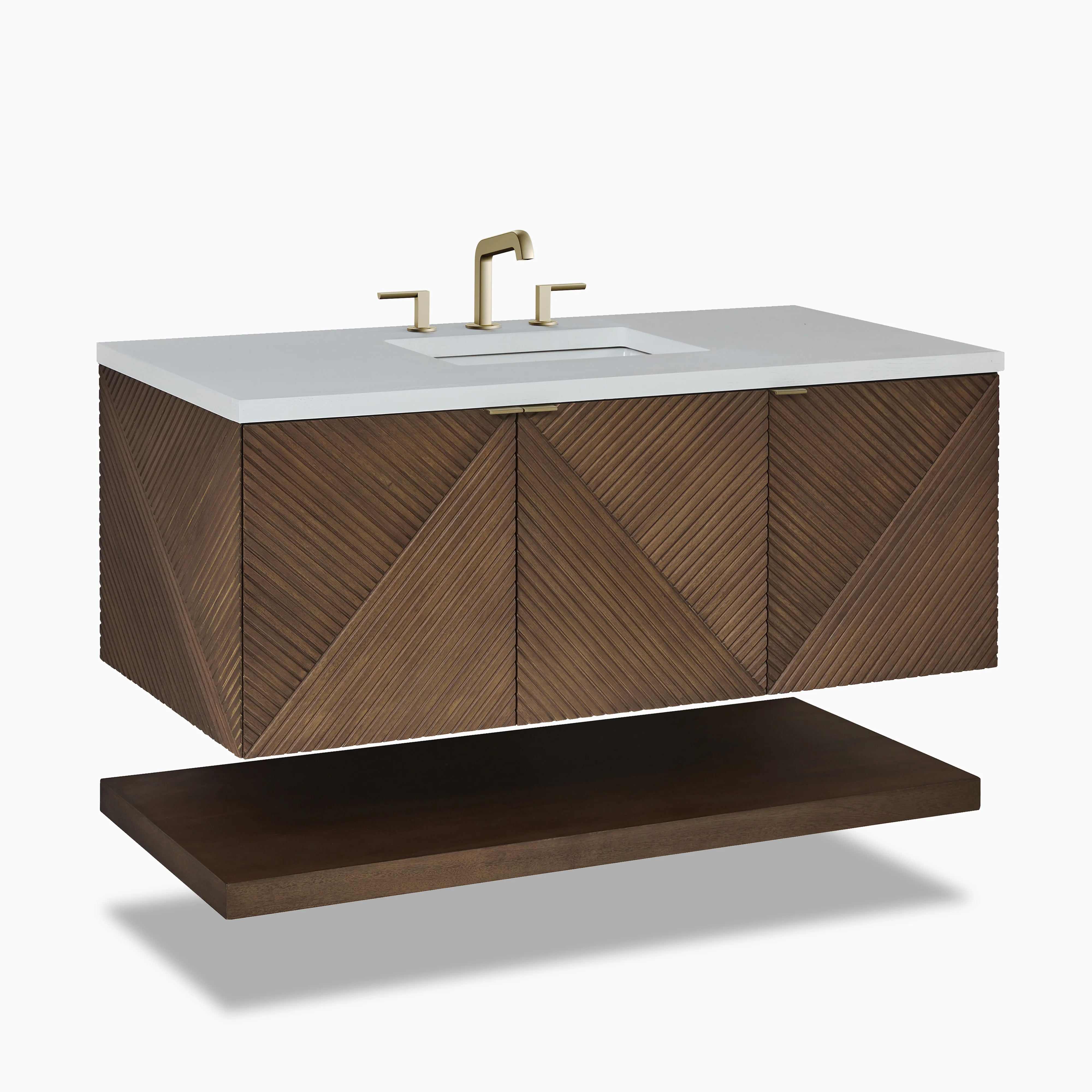 Royce 48" Single Vanity in Chestnut with 3 cm White Zeus Quartz Top - Image 3