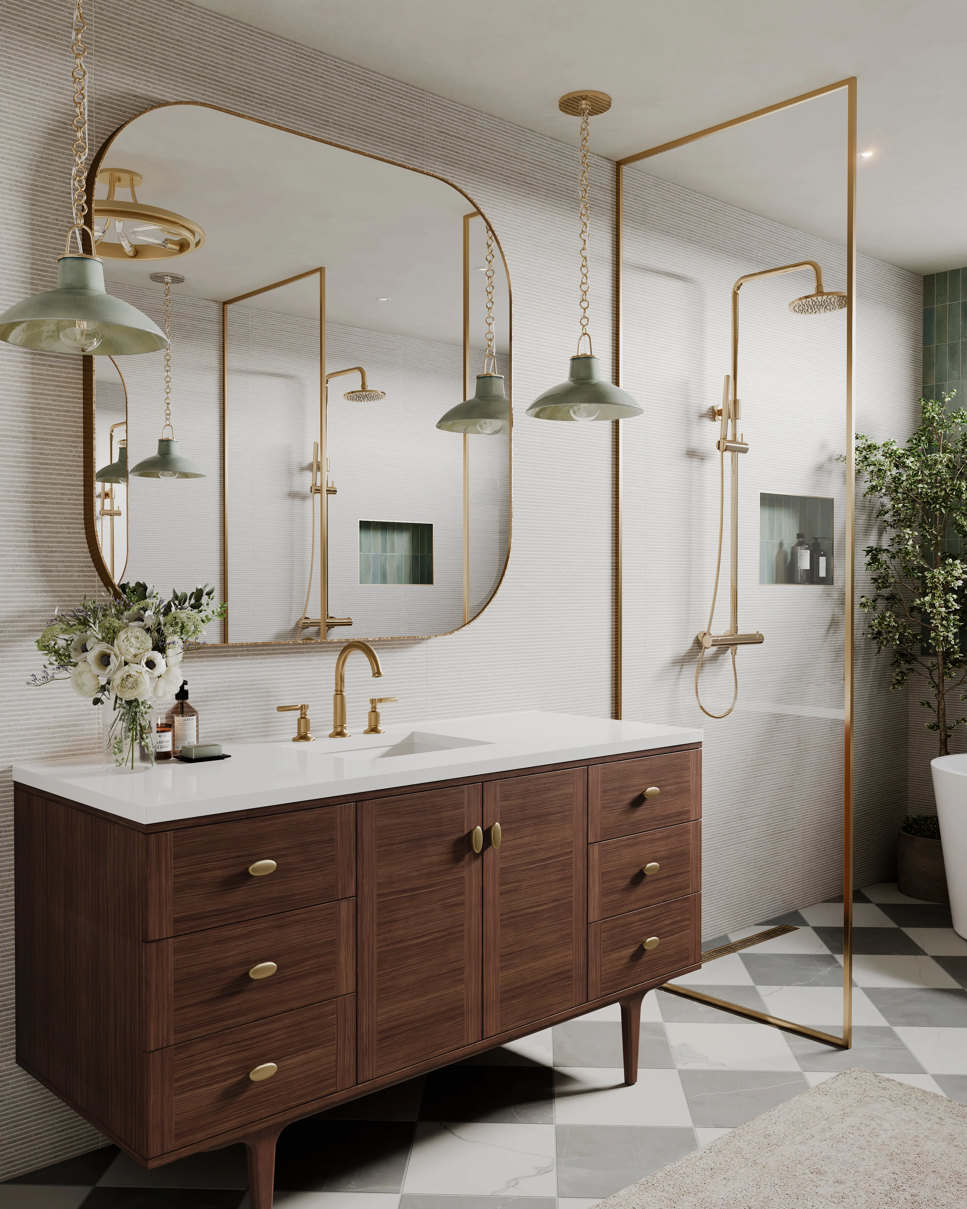 Sable Pendant in Aged Brass/Ceramic Moss Crackle - Image 10